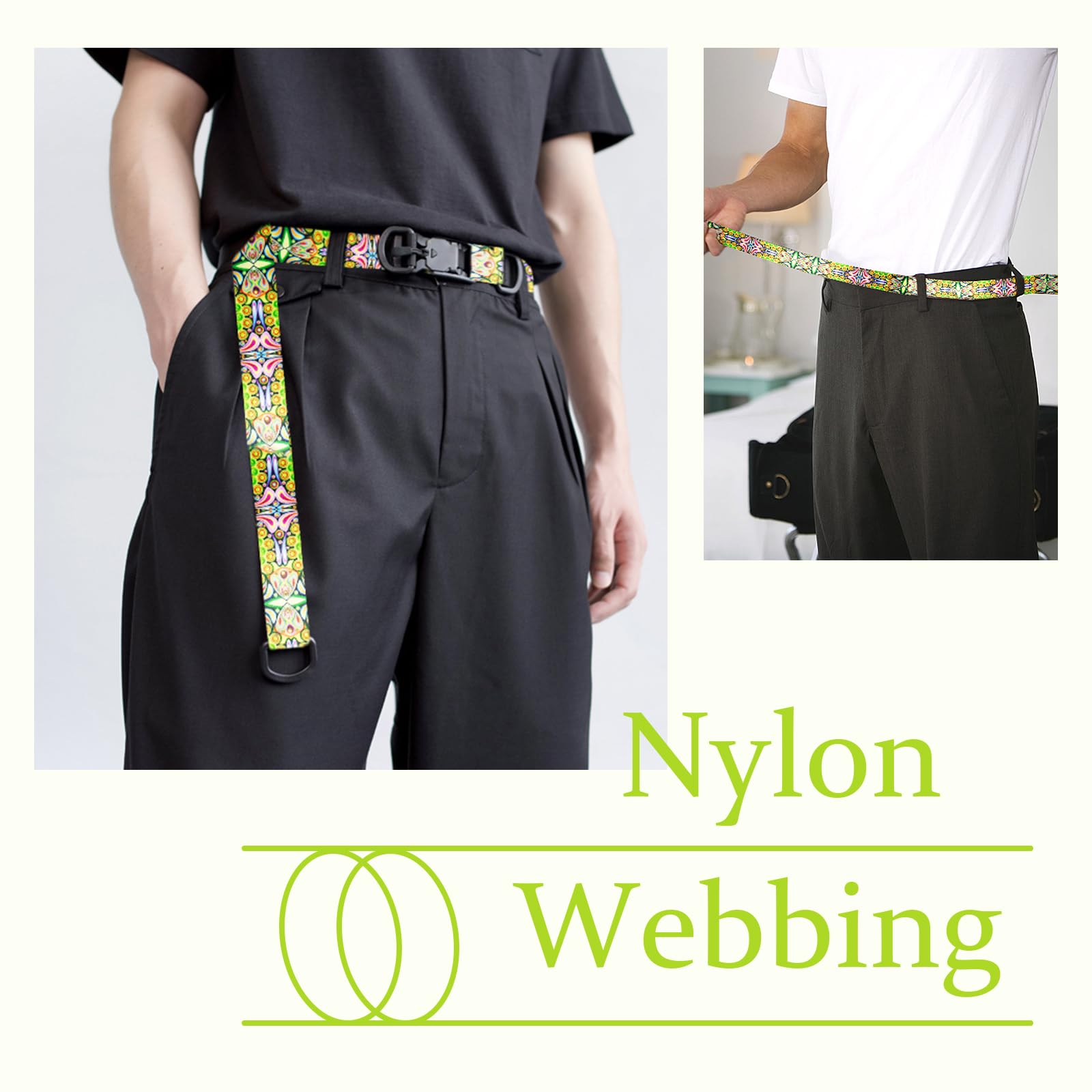 1.5 Inch Patterned Nylon Webbing Belt - Adjustable Strap for Purses, Backpacks, Luggage & Seatbelt Replacement - Durable Nylon Webbing for DIY Crafts, Pet Collars & Outdoor Gear