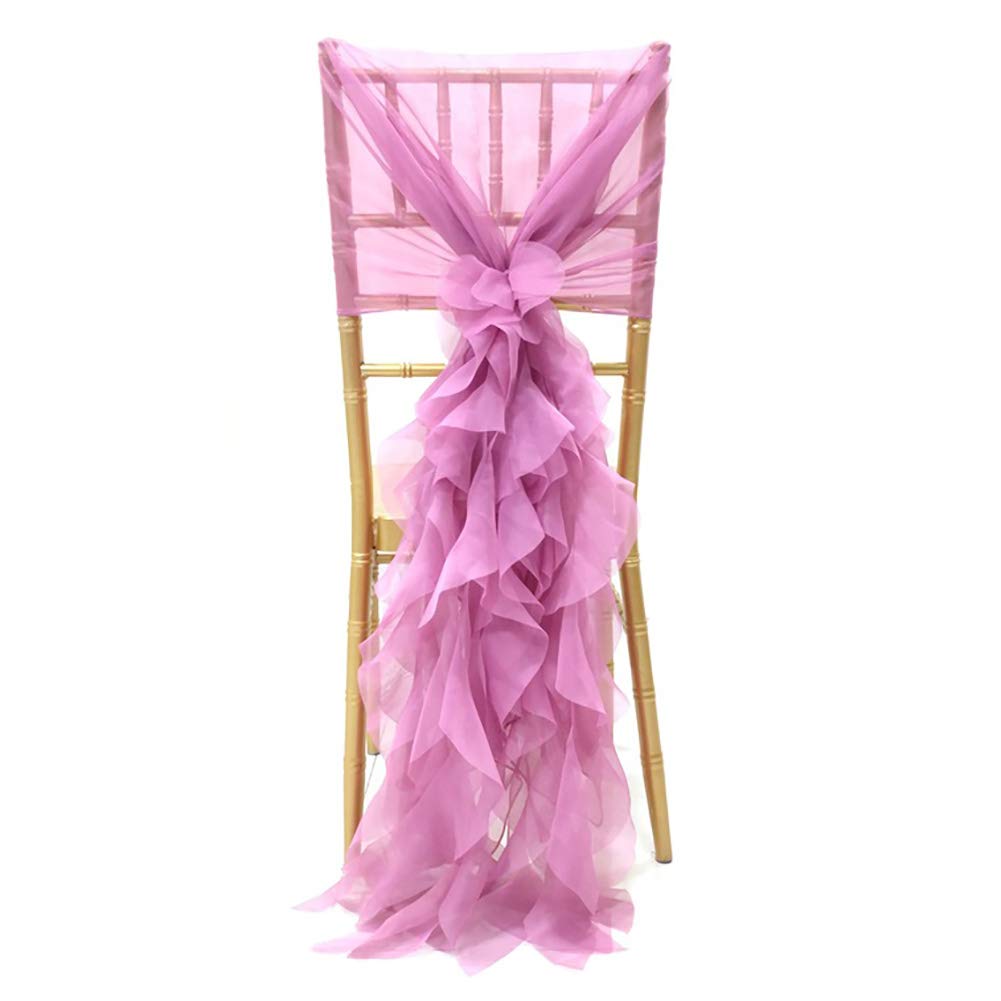 Elegant Purple Tulle Chair Covers - 4pcs Set for Wedding, Bridal Shower & Baby Shower Decorations | Long High Chair Skirt Slipcovers | Perfect for Party, Banquet & Event Decor