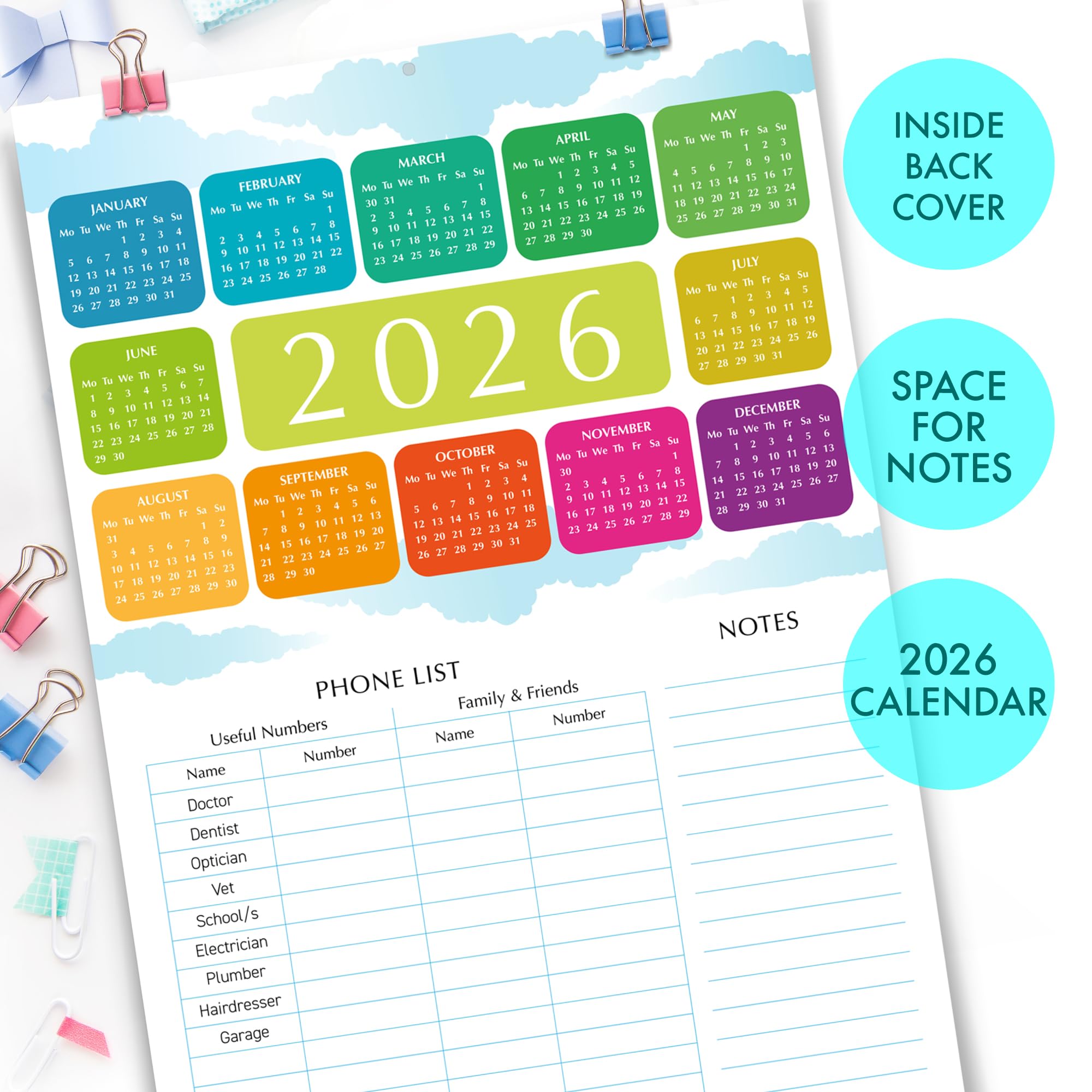 2025 Family Calendar - 5-Column Monthly Planner | Eco-Friendly CO2 Neutral Printing with Vegetable Ink | Fully Recyclable | Perfect for Home Organization & Family Scheduling