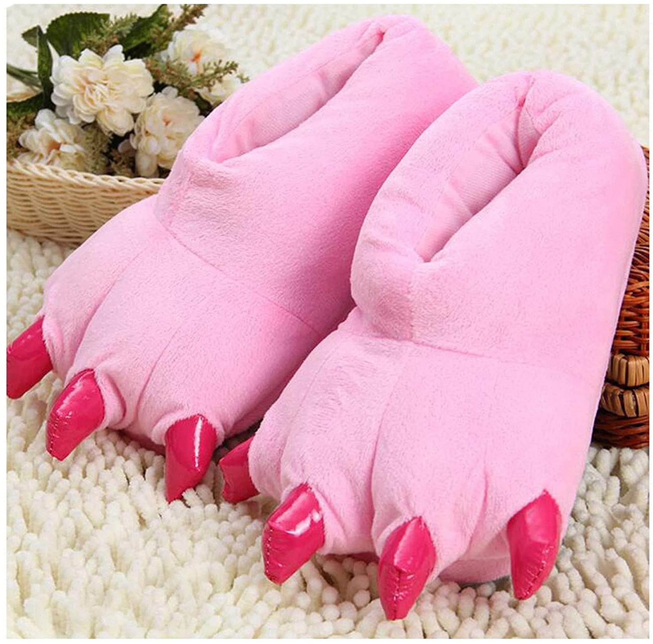 YILANLAN Unisex Plush Animal Paw Slippers - Dinosaur Claw Fuzzy Warm House Shoes for Men & Women | Cozy Indoor/Outdoor Wear for Winter, Home, Lounge & Gifts