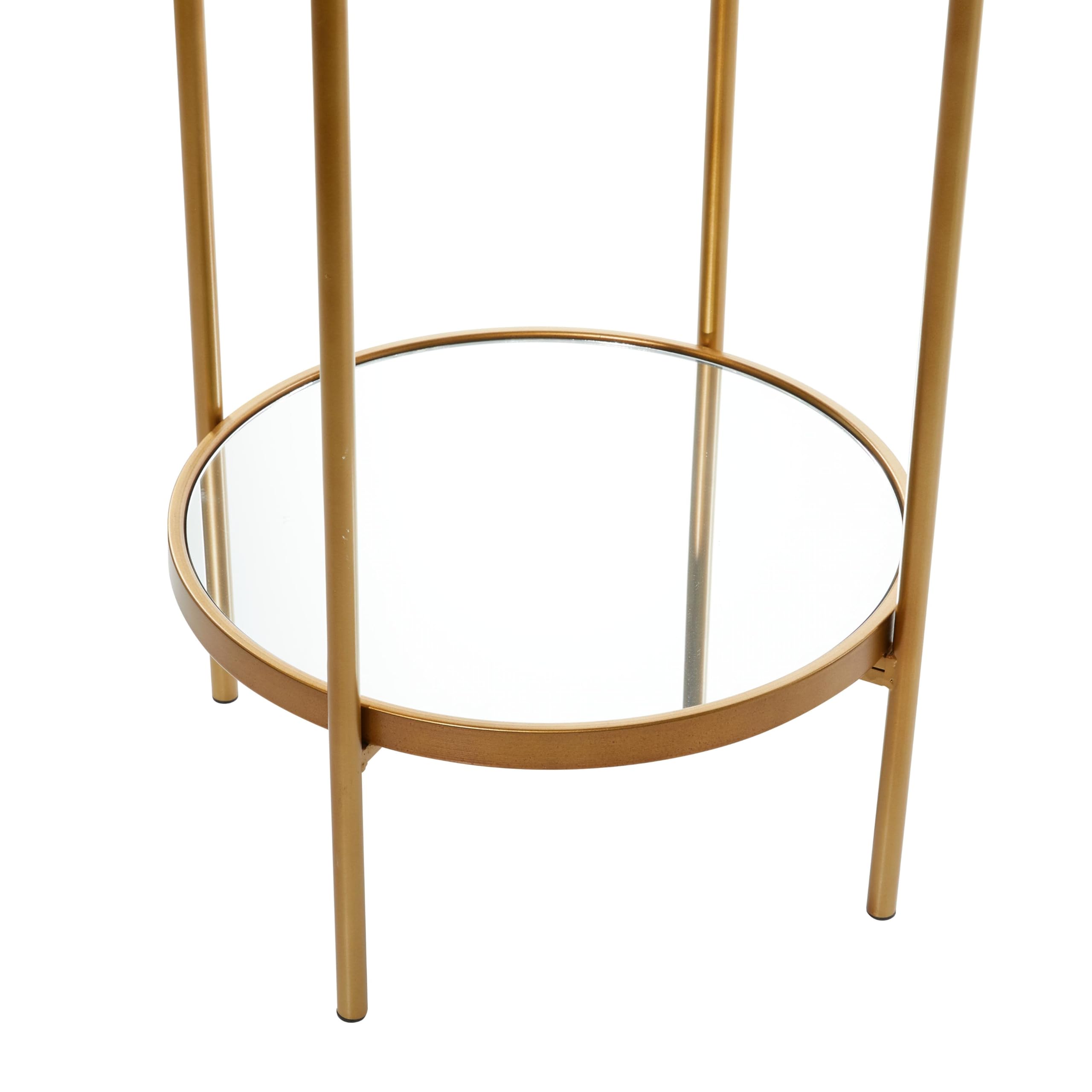 Deco 79 3-Tier Gold Metal Storage Shelf with Mirror - 18