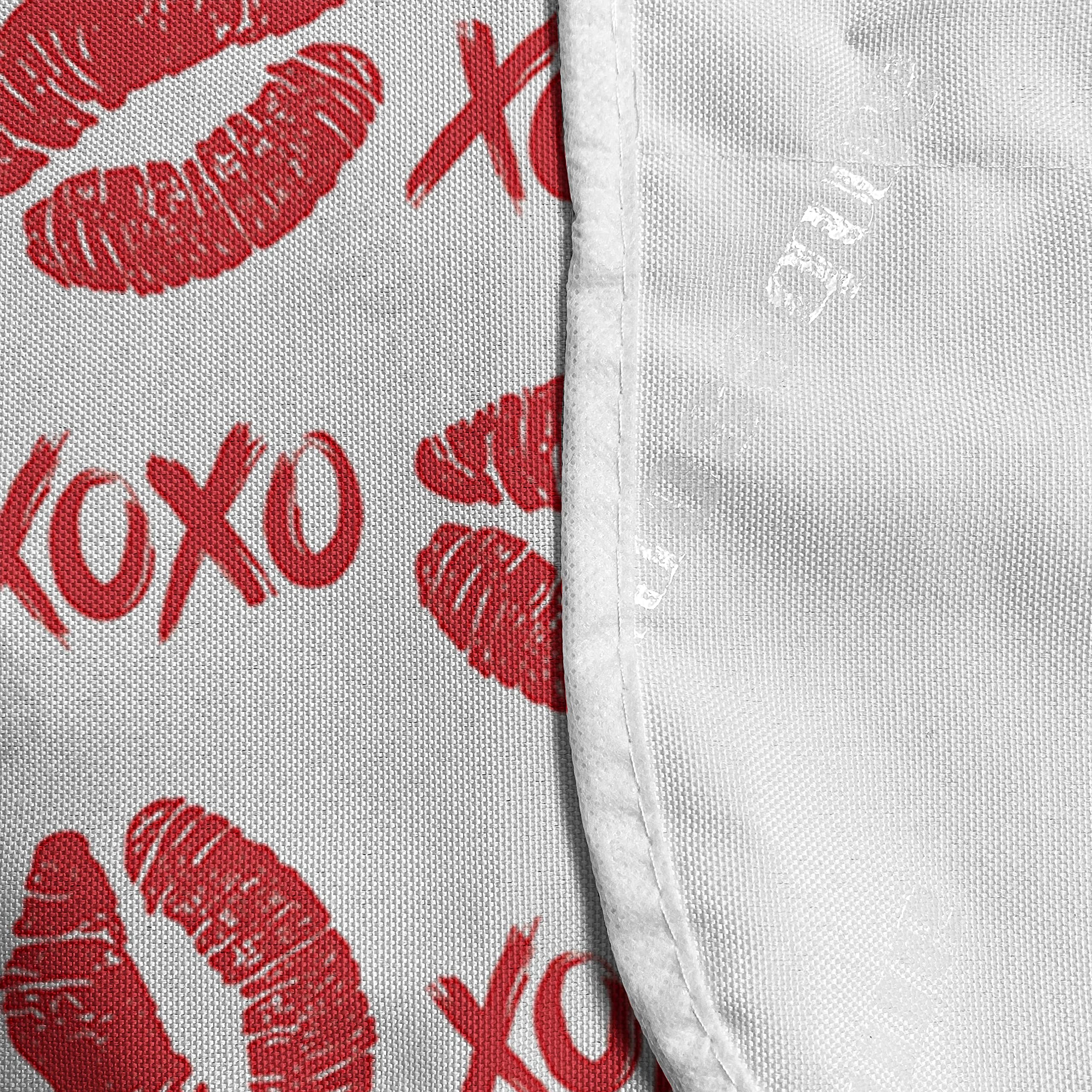 Ambesonne Microwave Oven Cover - Romantic Lipstick Kisses & XOXO Pattern, Waterproof Kitchen Organizer with Pockets, 36