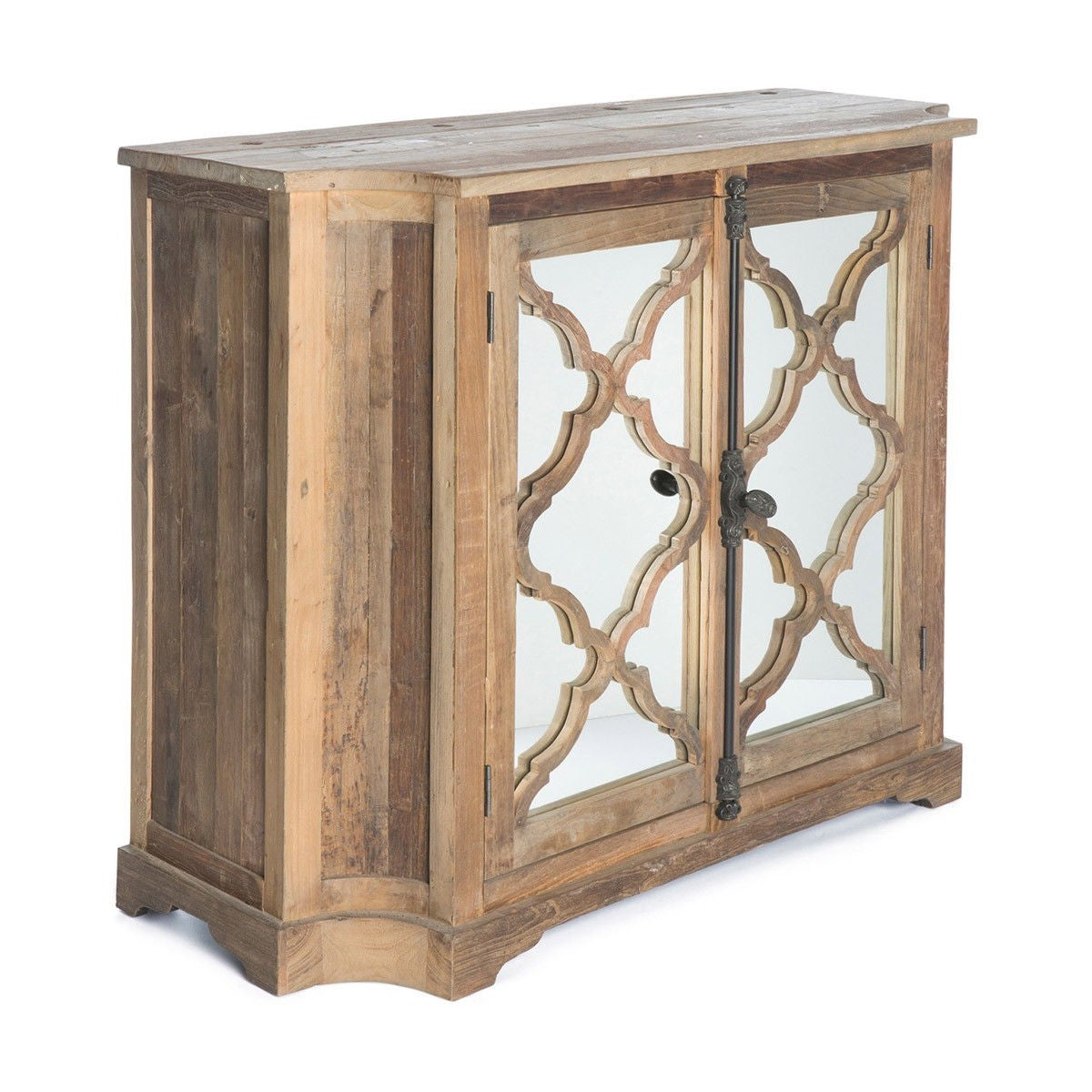 French Arched Carved Mirror Doors Sideboard - Elegant Vintage Buffet Cabinet with Beveled Glass for Dining Room & Living Room Decor