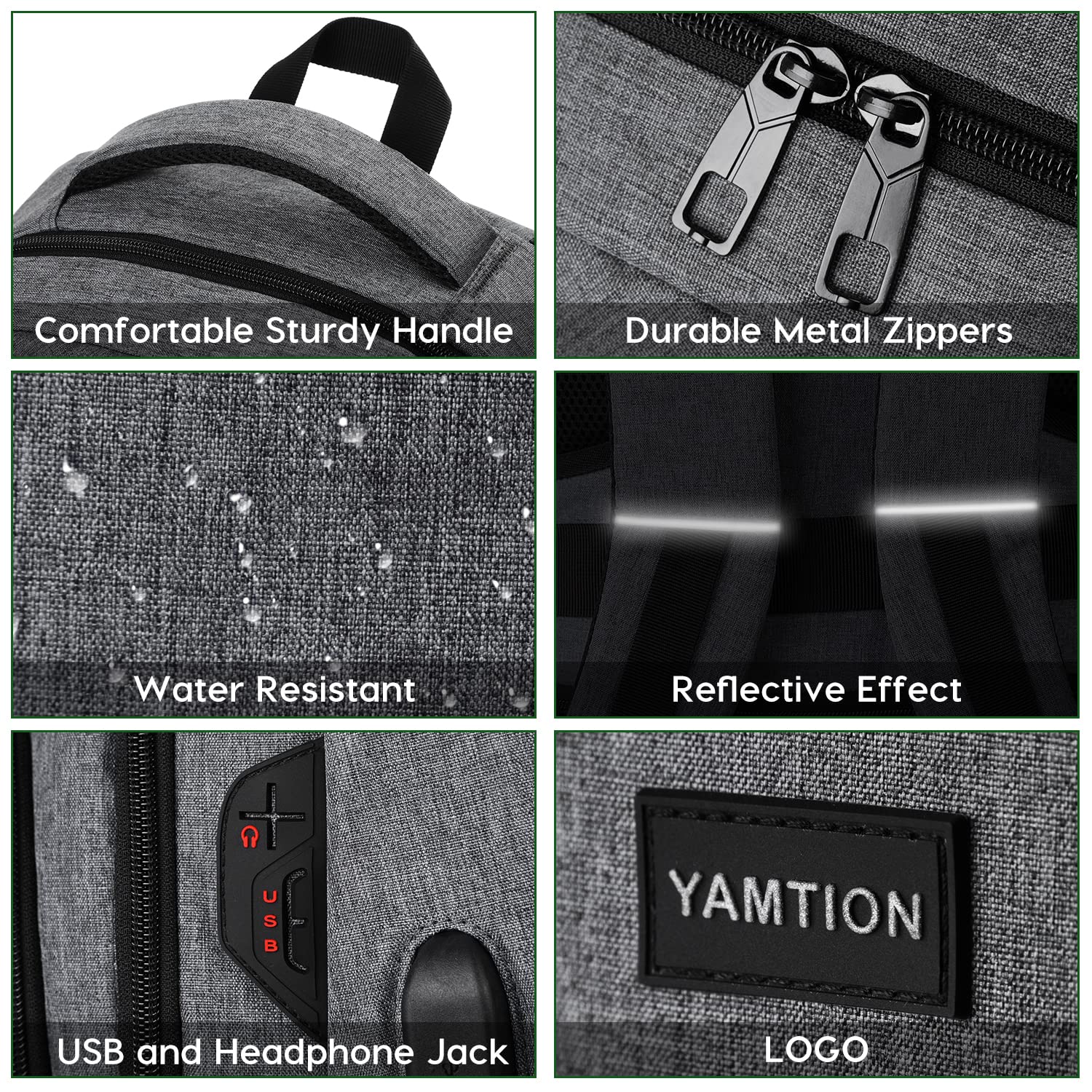 YAMTION 17 Inch Laptop Backpack for Men & Women - USB Charging Port, Water Resistant College Bookbag for Work, Business & Travel - Perfect for Commuting, School & Daily Use