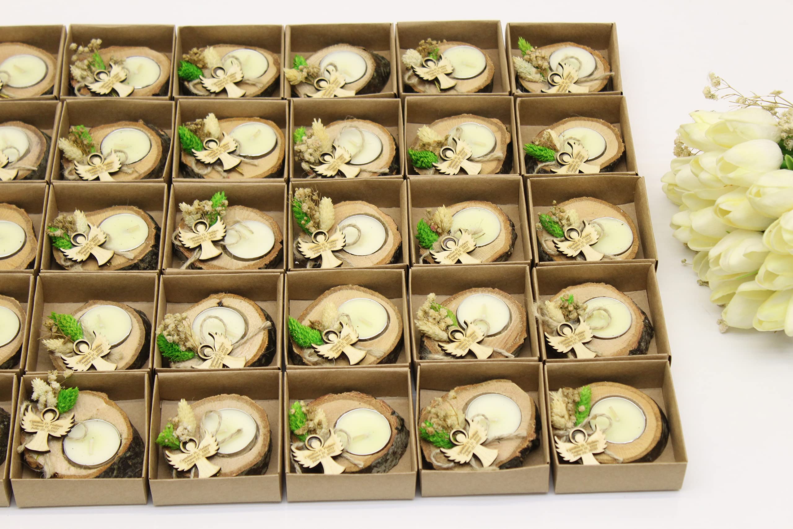 50 Pcs Angel Candle Holder Set - Memorial & Sympathy Gifts for Loss of Loved One, Funeral Favors, Remembrance Keepsake - Perfect for Memorial Services, Funerals & Comforting Grieving Families