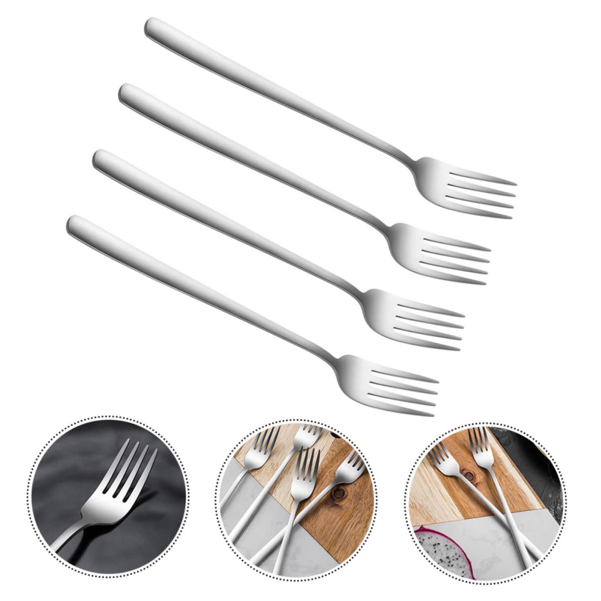 4Pcs Heavy Duty Stainless Steel BBQ Forks - Professional Grilling & Serving Utensils for Kitchen, Outdoor BBQ, Restaurants & Home Dining - Perfect for Steak, Meat, Vegetables & Party Serving