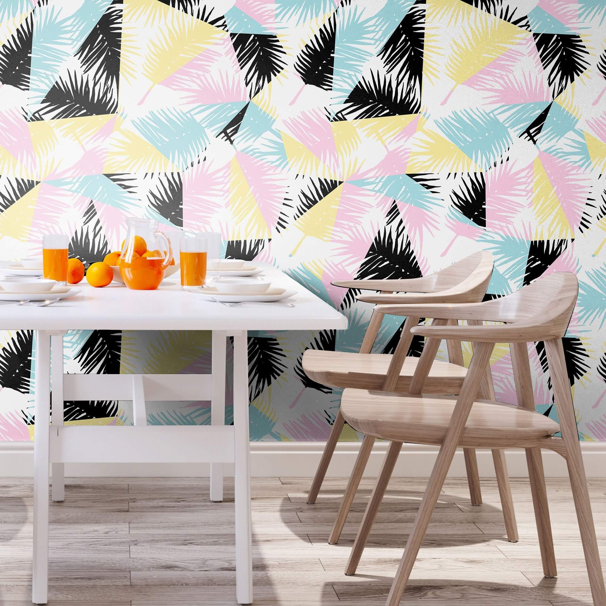 White and Yellow Geometric Peel and Stick Removable Wallpaper - Self-Adhesive Wall Decor for Teens Room, Bedroom, Dorm, Nursery - Easy to Apply & Remove