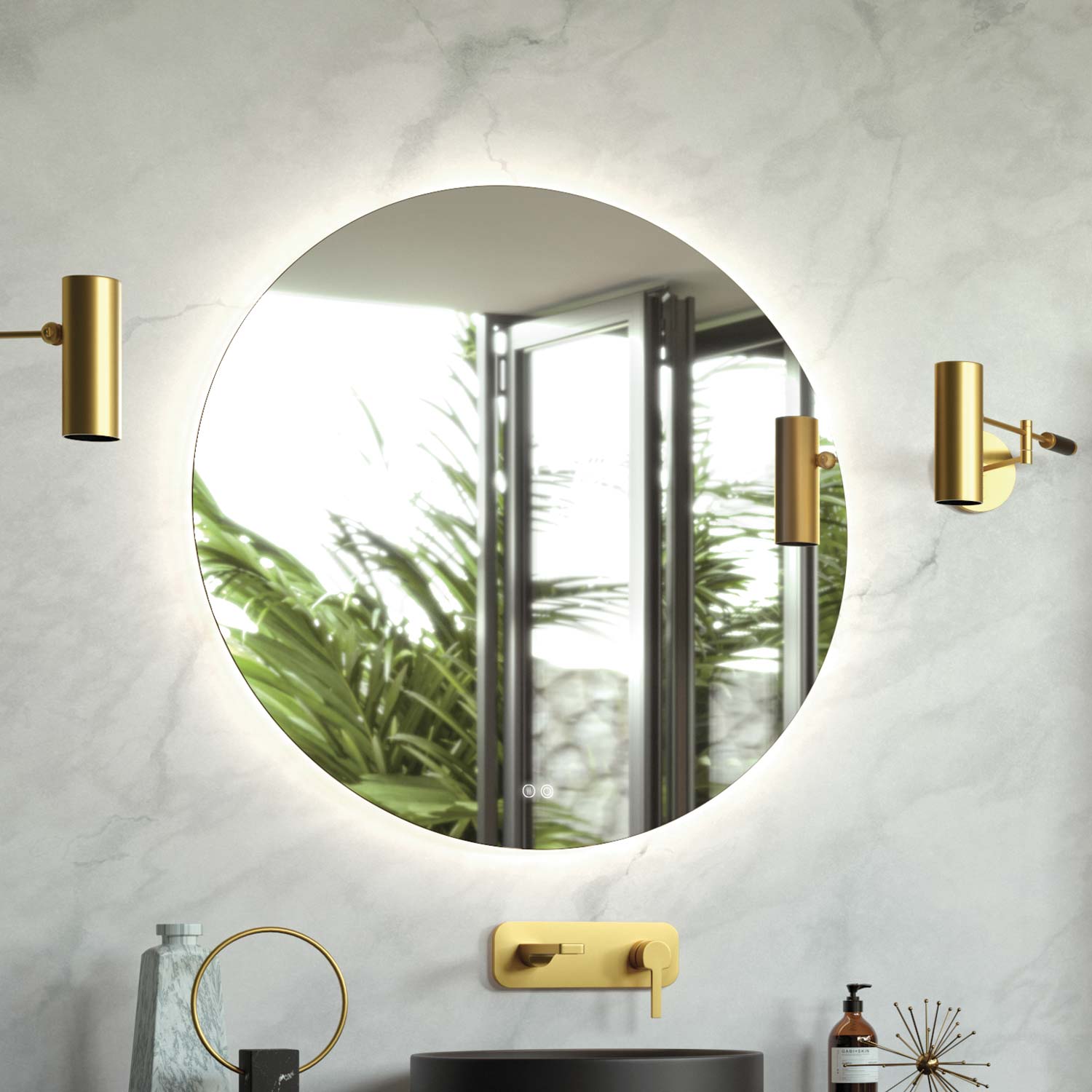 DAX Verona Round LED Lighted Bathroom Mirror with Anti-Fog System - 28, 32, 40 Inches - Perfect for Modern Vanities, Spa-Like Bathrooms & Makeup Application