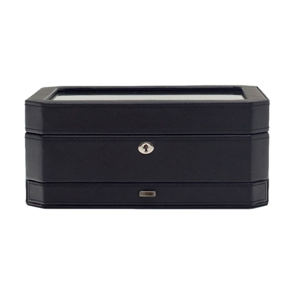 10-Piece Windsor Watch Organizer Box with Drawer - Black & Purple Velvet Interior | Luxury Watch Storage Case for Men & Women | Perfect for Travel, Gift, and Jewelry Collection Display