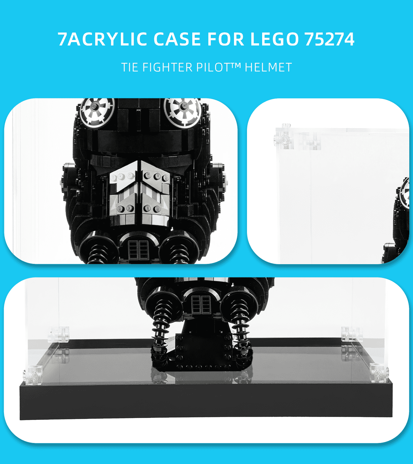 Lego Star Wars TIE Fighter Pilot Helmet 75274 Display Case - Premium Acrylic Showcase for Collectible Minifigure Headgear | Perfect for Home Decor, Office Display & Gift for Star Wars Fans
