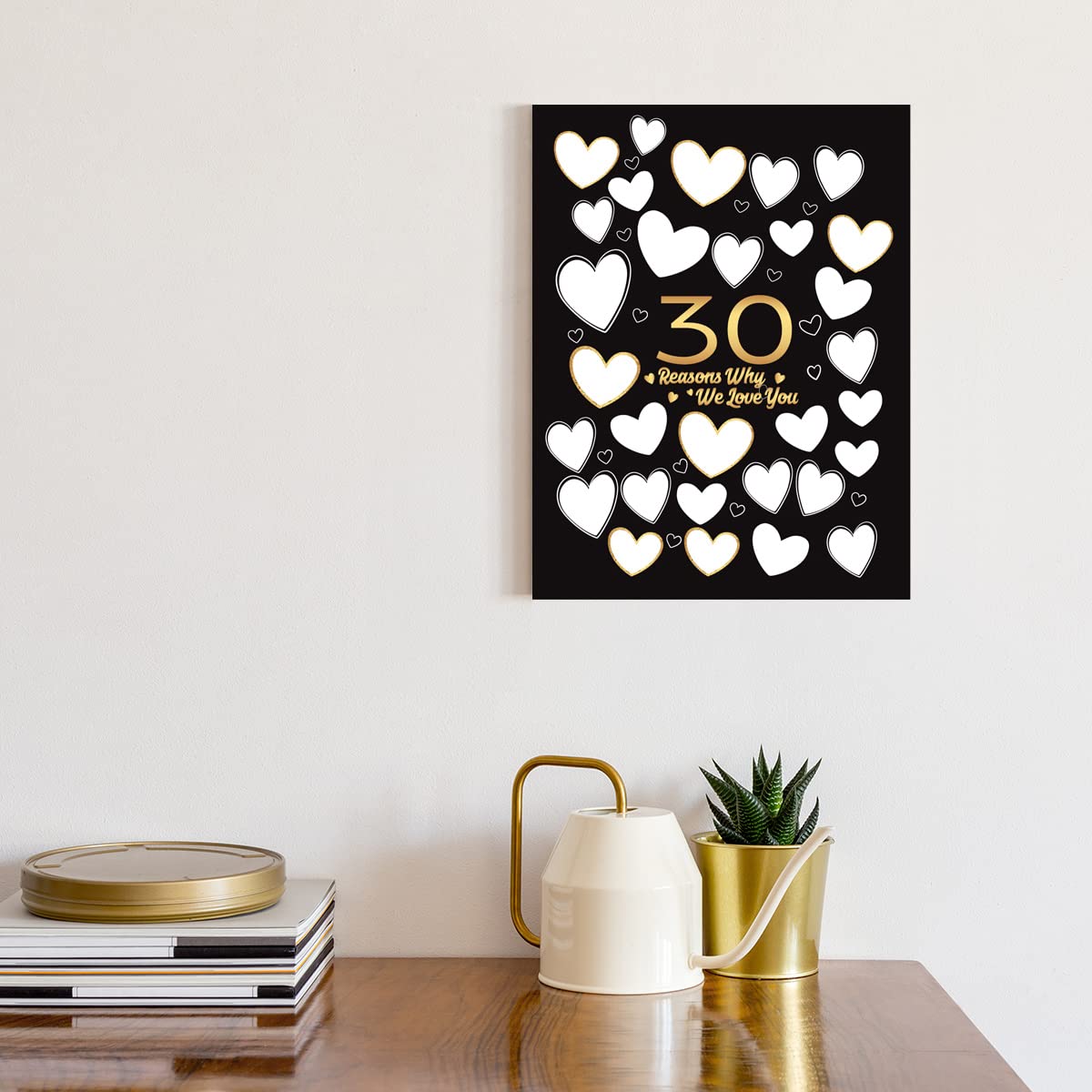 30 Reasons Why We Love You - 11x15 Inch Canvas Wall Art for 30th Birthday & Anniversary Decor - Perfect Gift for Women & Men - Ideal for Party Favors, Home & Office Decorations