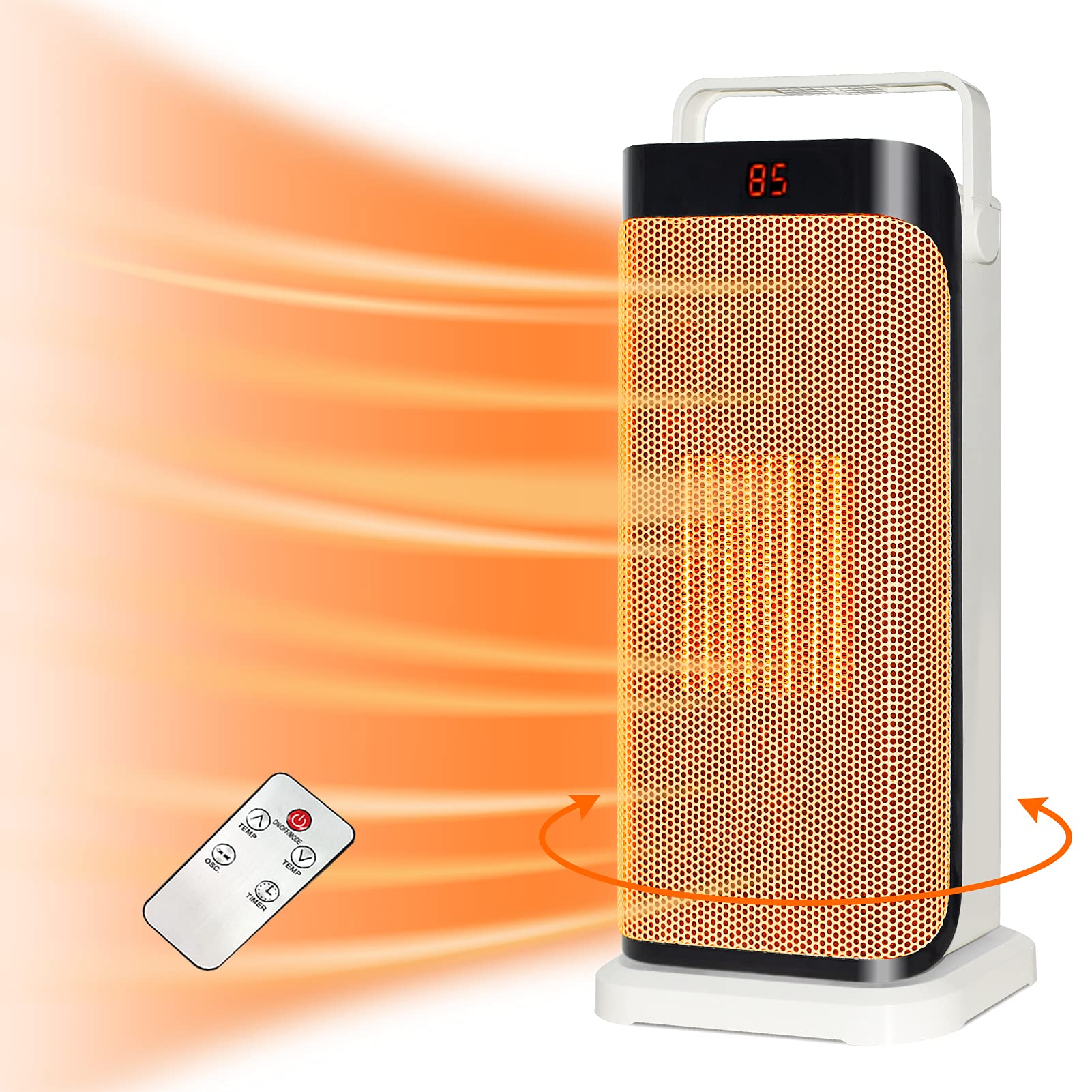 **Portable Space Heater with Remote Control - PTC Fast Heating Ceramic Tower Heater, 3 Modes, 120° Oscillation, 12H Timer, Overheat & Tip-Over Protection - Perfect for Bedroom, Office & Indoor Use**