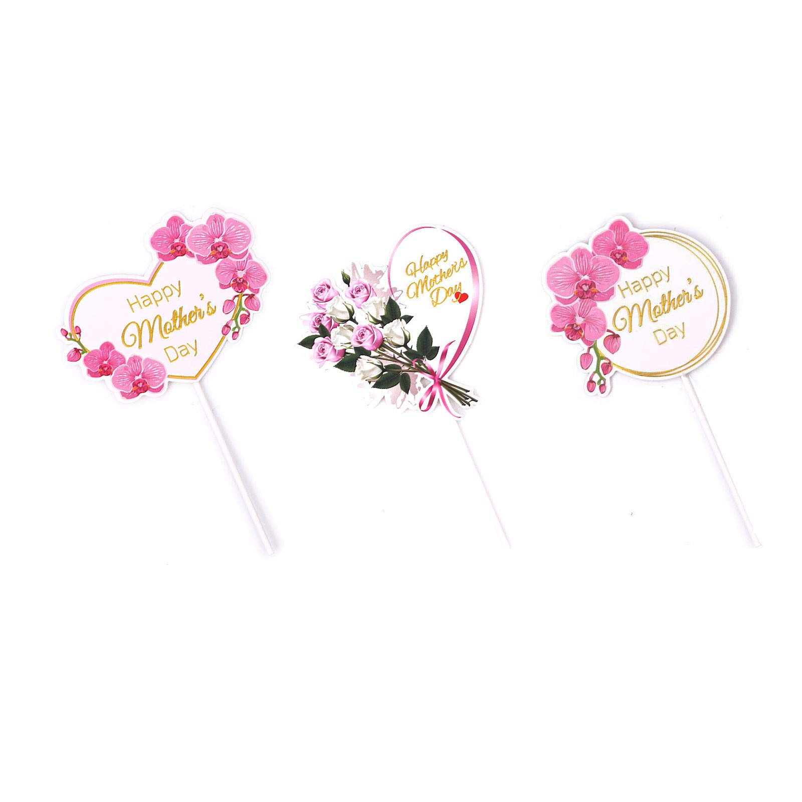 6-Day Mother's Birthday Cake Topper - Decorative Ribbon Bouquet Insert with Baking Card Flowers for Cakes | Perfect for Mother's Day, Birthday Parties & Kitchen Decor