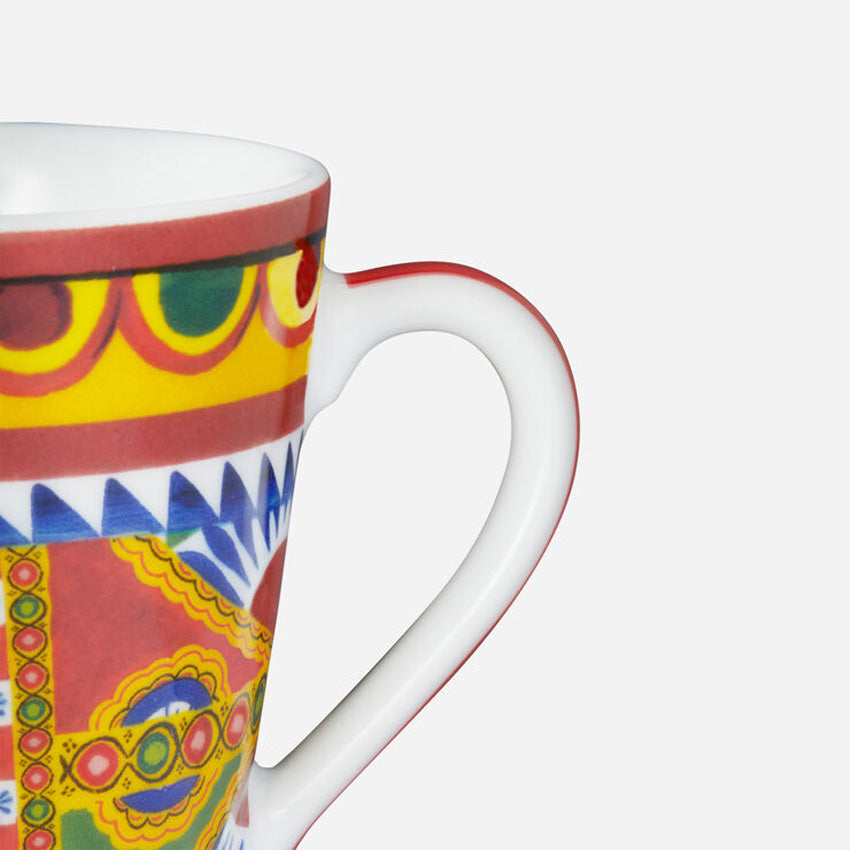 Dolce & Gabbana Casa Carretto Sole Ceramic Coffee Mug - Italian Designer Cup for Espresso, Tea & Hot Drinks - Perfect for Home, Office & Gift Giving