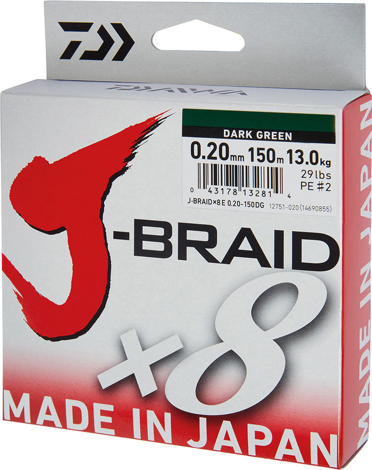 Daiwa J Braid 8 Strand Super Strong Braided Fishing Line - Premium for Saltwater & Freshwater Fishing, Casting & Trolling