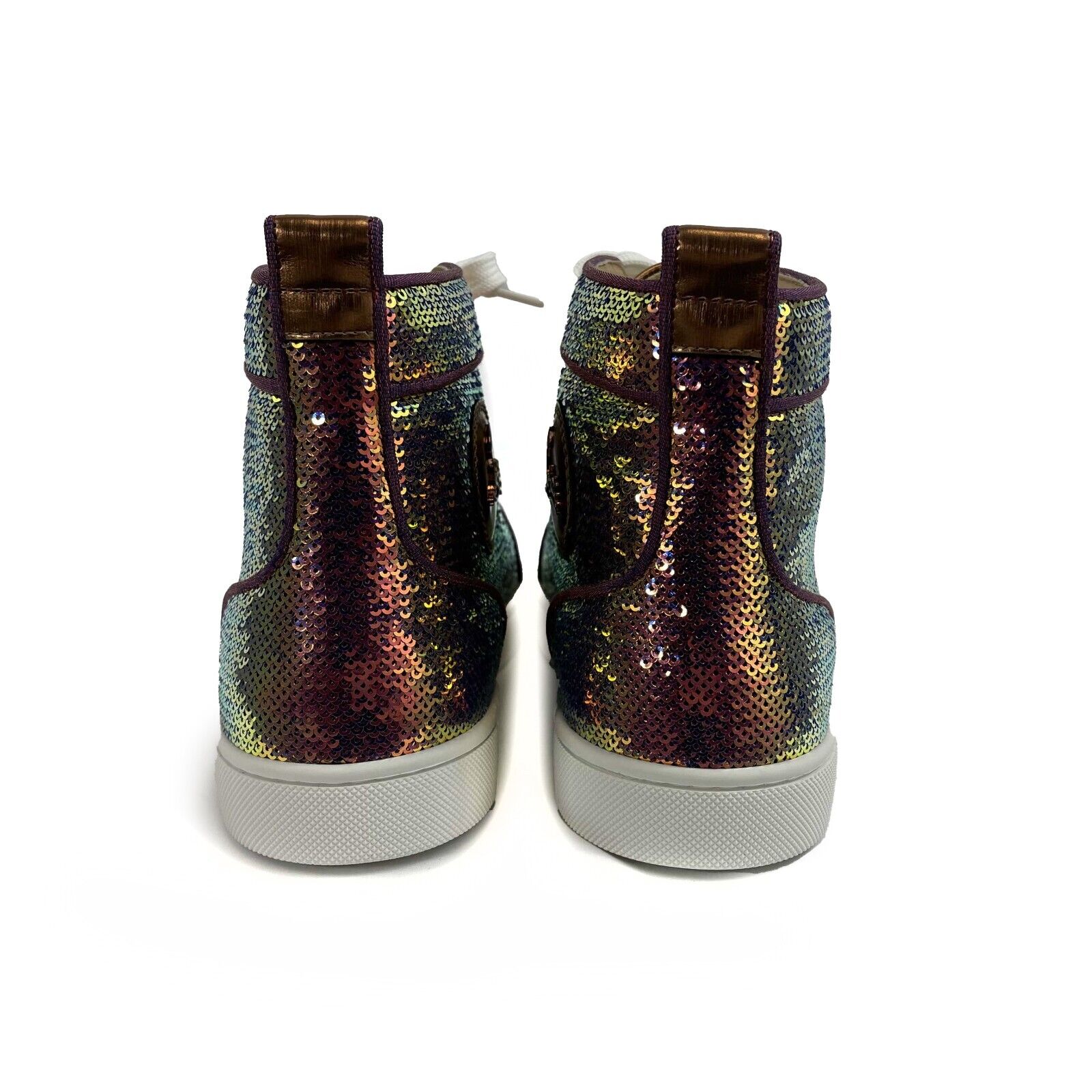 Christian Louboutin Iridescent Sequin High Top Sneakers - Women's Size 41 (US 8) | Glamorous Party & Evening Wear Fashion Shoes