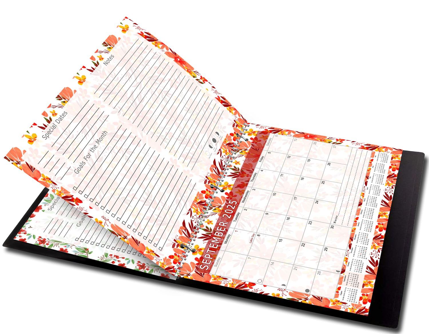 2025-2026 Academic Year 12-Month Wall & Desk Student Planner with 3-Ring Binder - Floral Multicolor Edition for Teachers & Students | Perfect for Classroom Organization, Homework Tracking & Study Planning