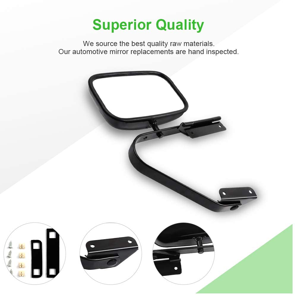 SCITOO Manual Folding Side View Mirrors for 1980-1996 Ford F150 Truck - Passenger & Driver Side Replacement (Non-Heated, FO1321106-D42) | Perfect for Off-Roading, Daily Commuting & Truck Restoration Projects