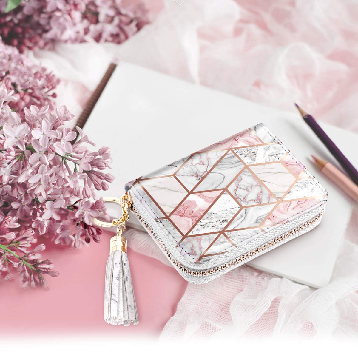 RFID Blocking Glitter Credit Card Holder for Women - Small Slim Wallet with Card Slots - Perfect for Travel, Shopping & Everyday Use