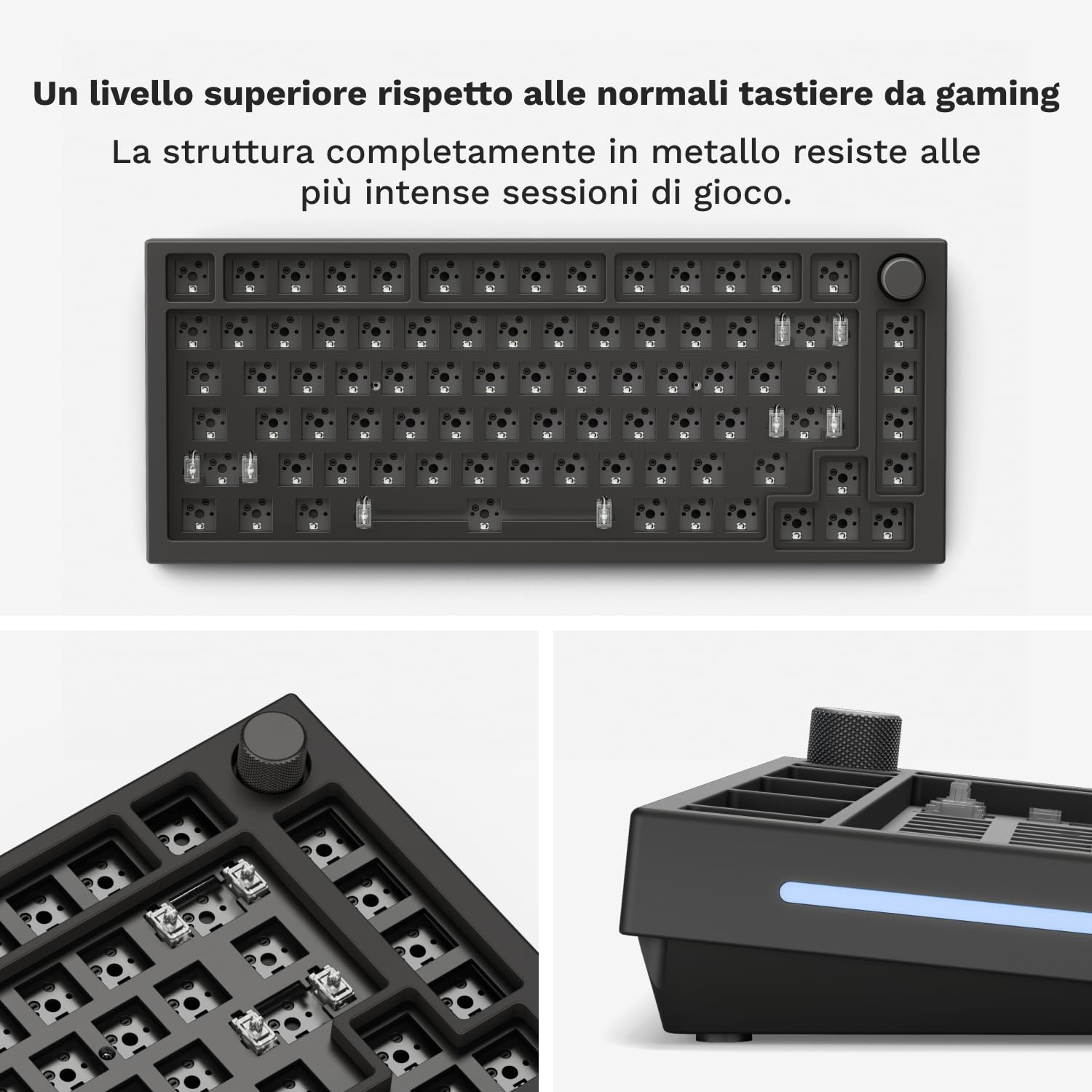 Glorious GMMK PRO 75% Modular Mechanical Gaming Keyboard - Barebone TKL (75% Layout), 1.5kg Aluminum Frame, Hot-Swappable 5-Pin Switches, RGB Backlit, ANSI US Layout - Black - Perfect for Esports, Streaming & Office Work