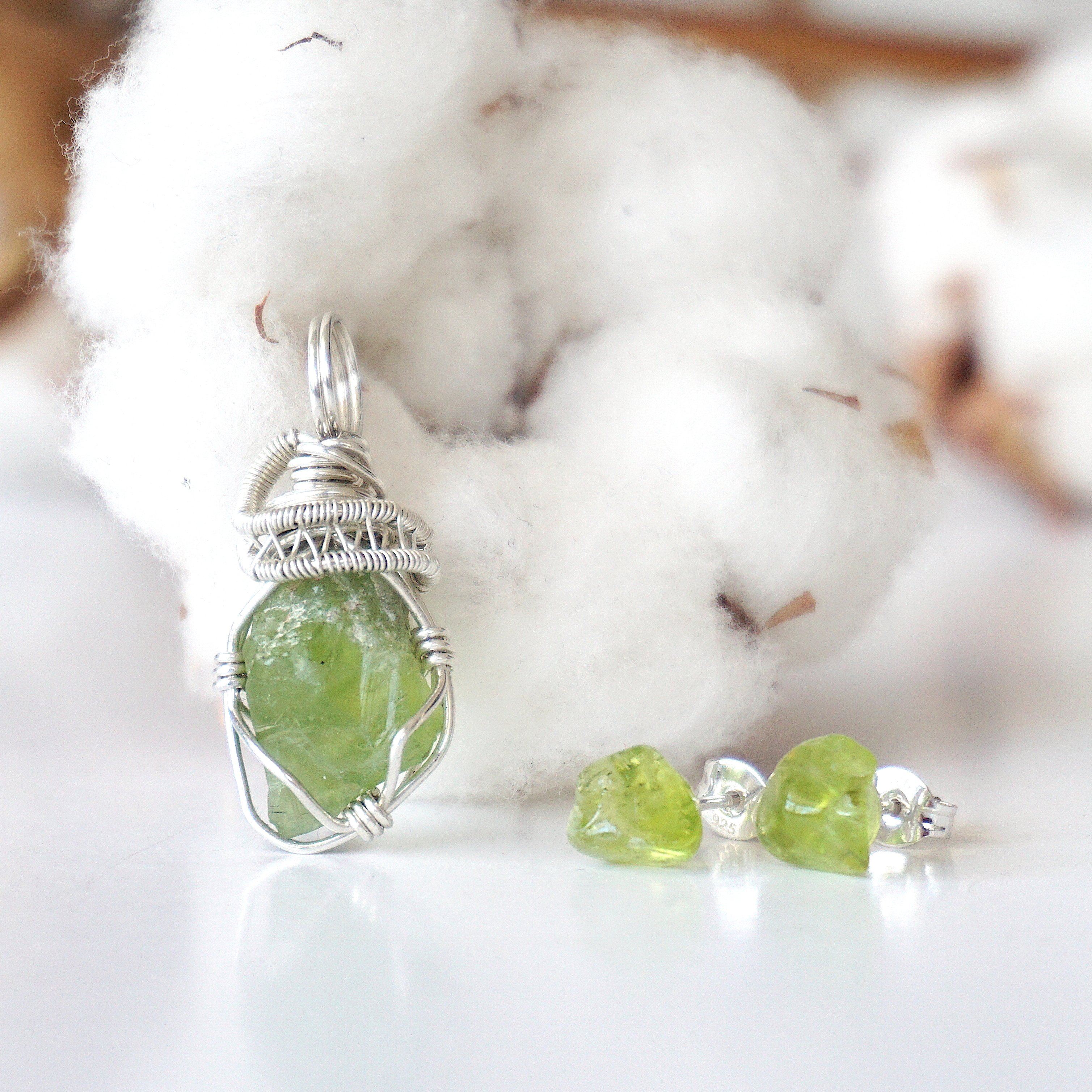 Peridot Jewelry Gift Set - Sterling Silver Earrings & Necklace for Women, Birthday & Anniversary Present | Elegant Olive Green Gemstone Accessories