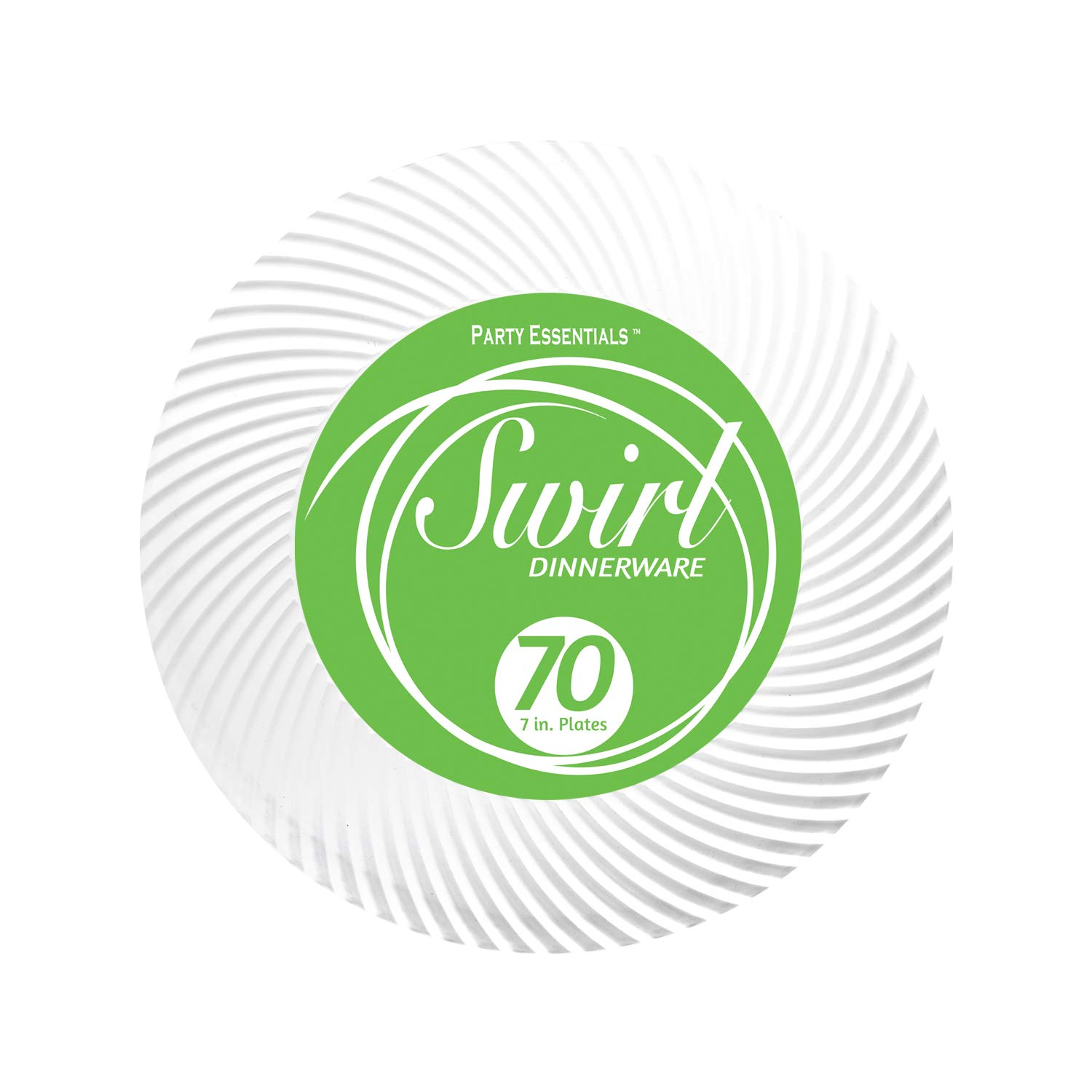 70-Count Clear 7-Inch Disposable Plastic Party Plates with Swirled Design Rims - Perfect for Salads, Desserts, and Party Tableware | Ideal for Birthday Parties, BBQs, and Family Gatherings