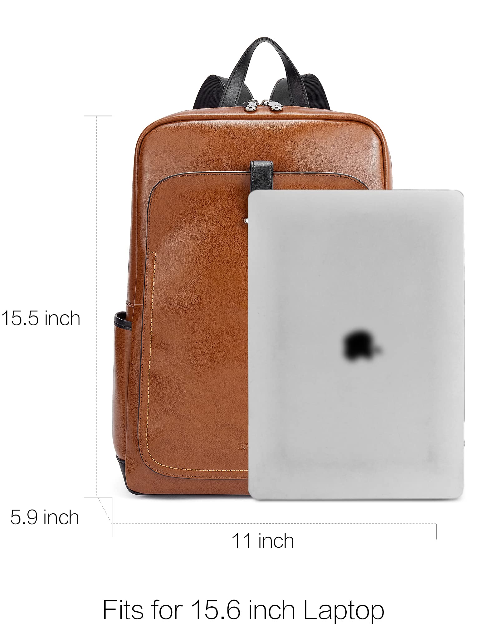BOSTANTEN Genuine Leather Laptop Backpack for Women - 15.6 Inch Business Computer Bag, Stylish College Backpack for Work, Travel & Daily Use (Brown) - Perfect for Office Commute, School & Weekend Getaways