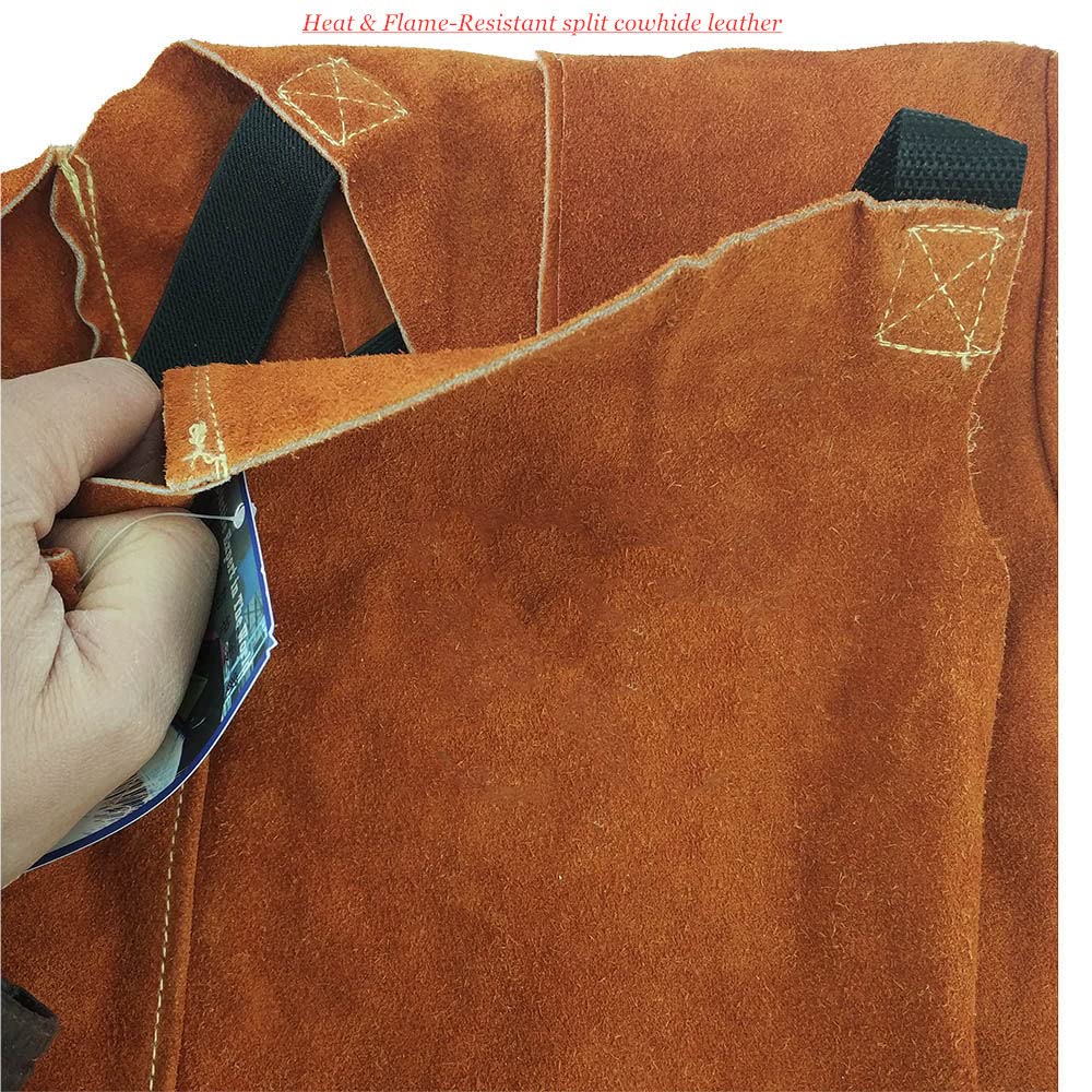 Flame-Resistant Leather Welding Pants - Heat & Abrasion Resistant Cowhide Work Trousers for Welders & Metalworkers - Ideal for Welding, Forging & Industrial Safety Protection