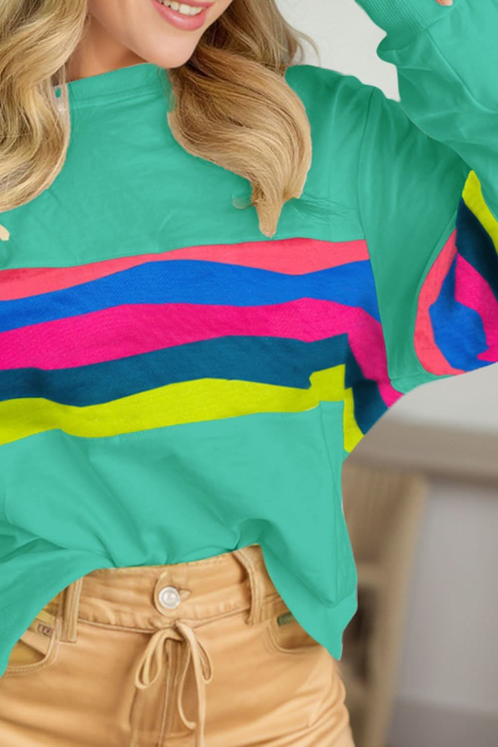 Stylish Long Sleeve Contrast Color Blouse for Women - Perfect for Office Wear, Date Nights & Casual Outfits