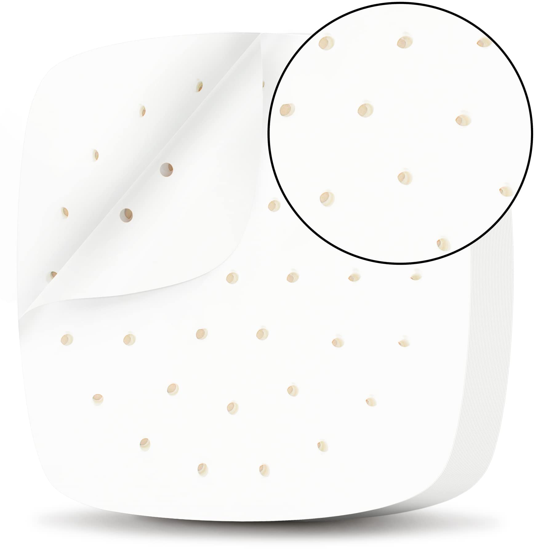 200Pcs Disposable Air Fryer Parchment Paper Liners - Square Perforated Baking Sheets for Air Fryer & Bamboo Steamer Basket | Non-Stick, Heat-Resistant | Perfect for Roasting, Steaming & Healthy Cooking (White)