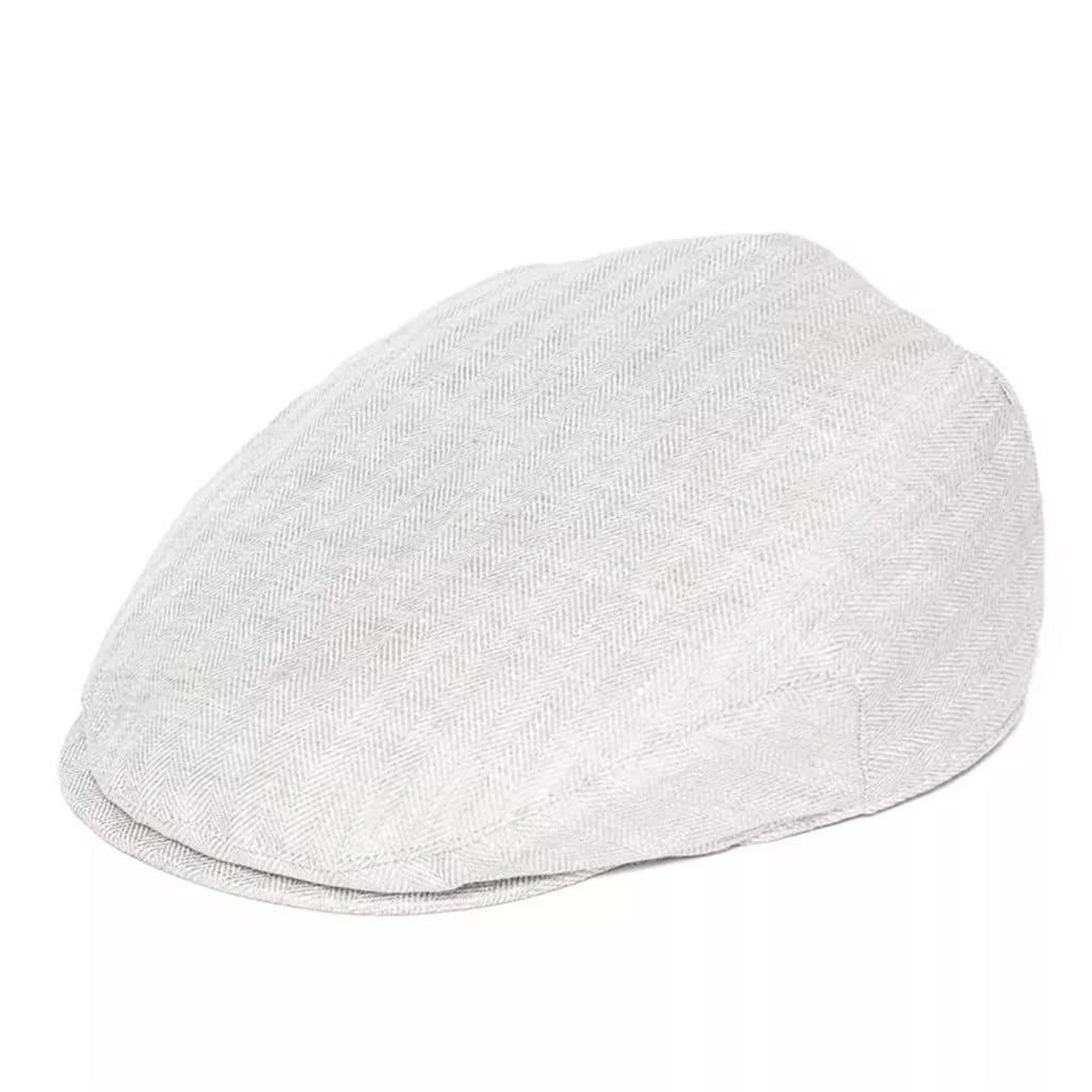 Breathable Herringbone Linen Newsboy Cap for Men & Women - Summer Cool Bakerboy Driver Hat (White, 56-57cm) | Perfect for Beach Outings, Golfing, and Outdoor Activities