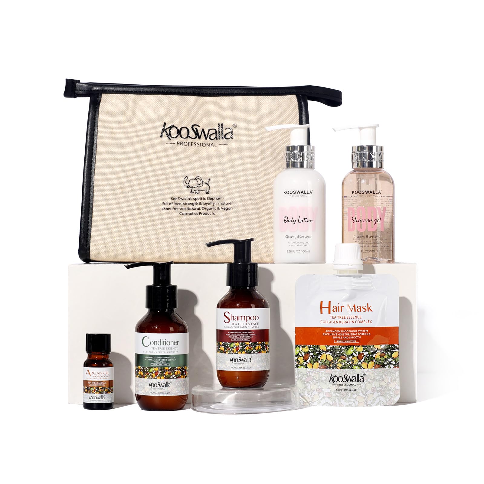 Tea Tree Hair Care Travel Kit - 6PCS Deluxe Travel Size Toiletries Set with Natural Hydrating Shampoo, Conditioner & Body Wash for Healthy Scalp & Hair | Includes Zip Bag | Perfect for Vacation, Gym & Business Trips