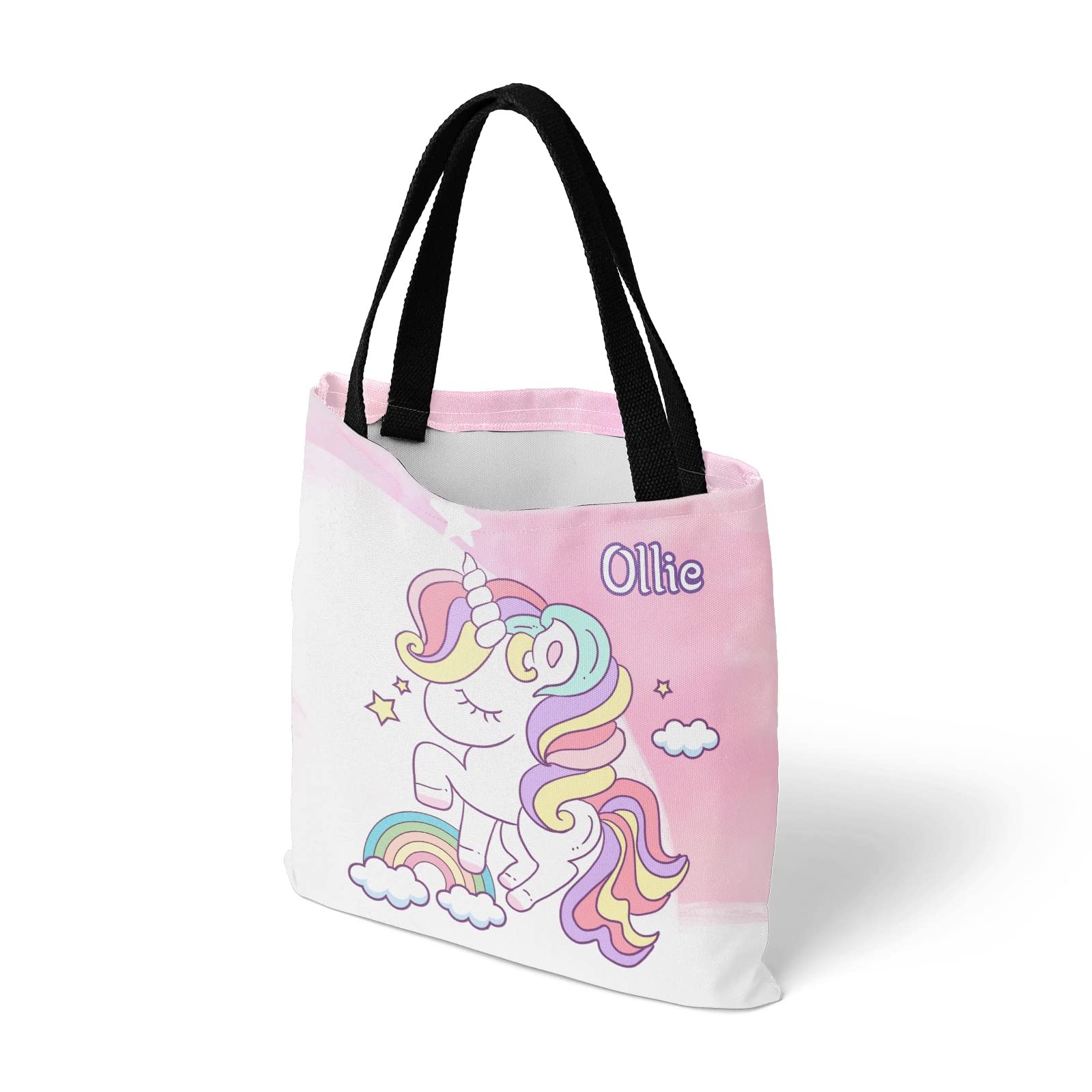 **Personalized Cute Unicorn Rainbow Canvas Tote Bag - Reusable Eco-Friendly Shoulder Bag for Women & Girls, School, Travel, Shopping, Beach, Work & Gift**
