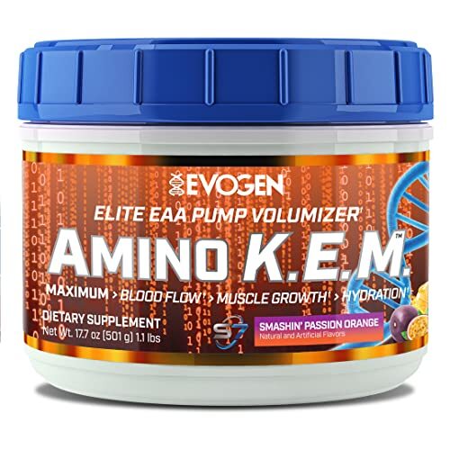 Evogen Amino K.E.M. EAA - Essential Amino Acids Supplement, Smashin' Passion Orange Flavor, 501g for Muscle Recovery & Performance - Perfect for Workout, Gym & Sports Nutrition