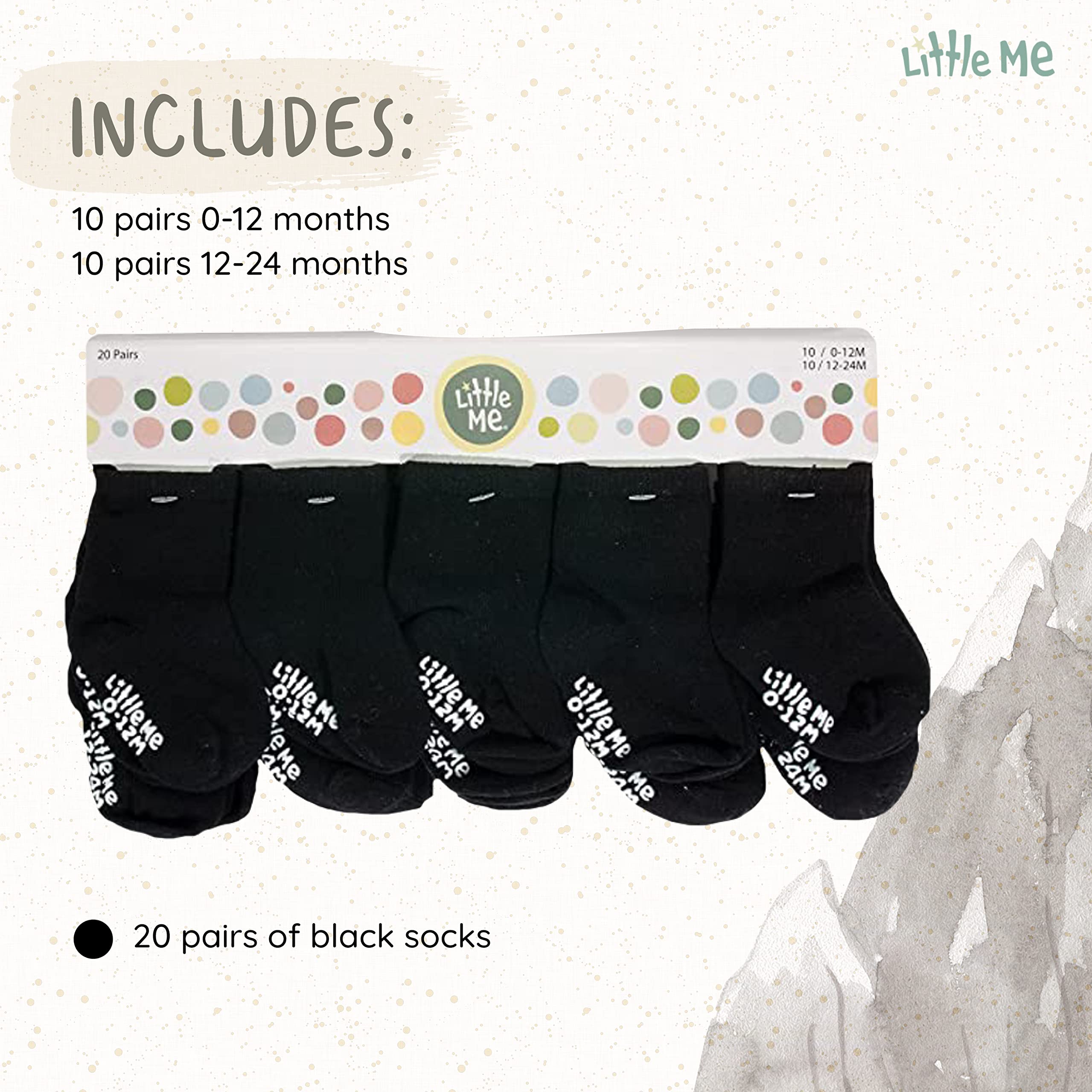 Little Me Unisex Baby Socks - Soft Cotton Newborn Infant & Toddler Socks (0-24 Months) for Boys & Girls - Perfect for Everyday Wear, Playtime & Gift Giving
