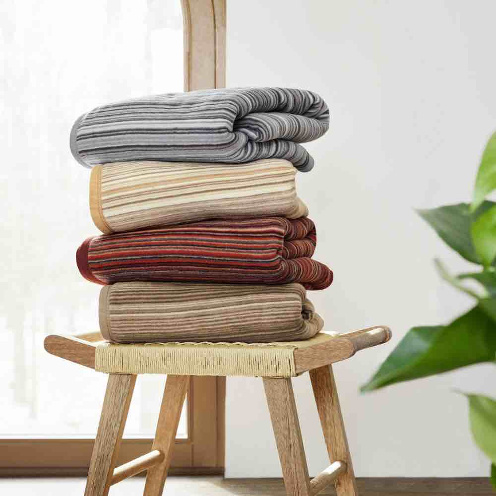 Ibena Malang Luxury Blanket - Soft Burgundy Stripe Design for Bed, Sofa & Travel - Cozy Throw Blanket for Home Decor, Gift & Cold Weather
