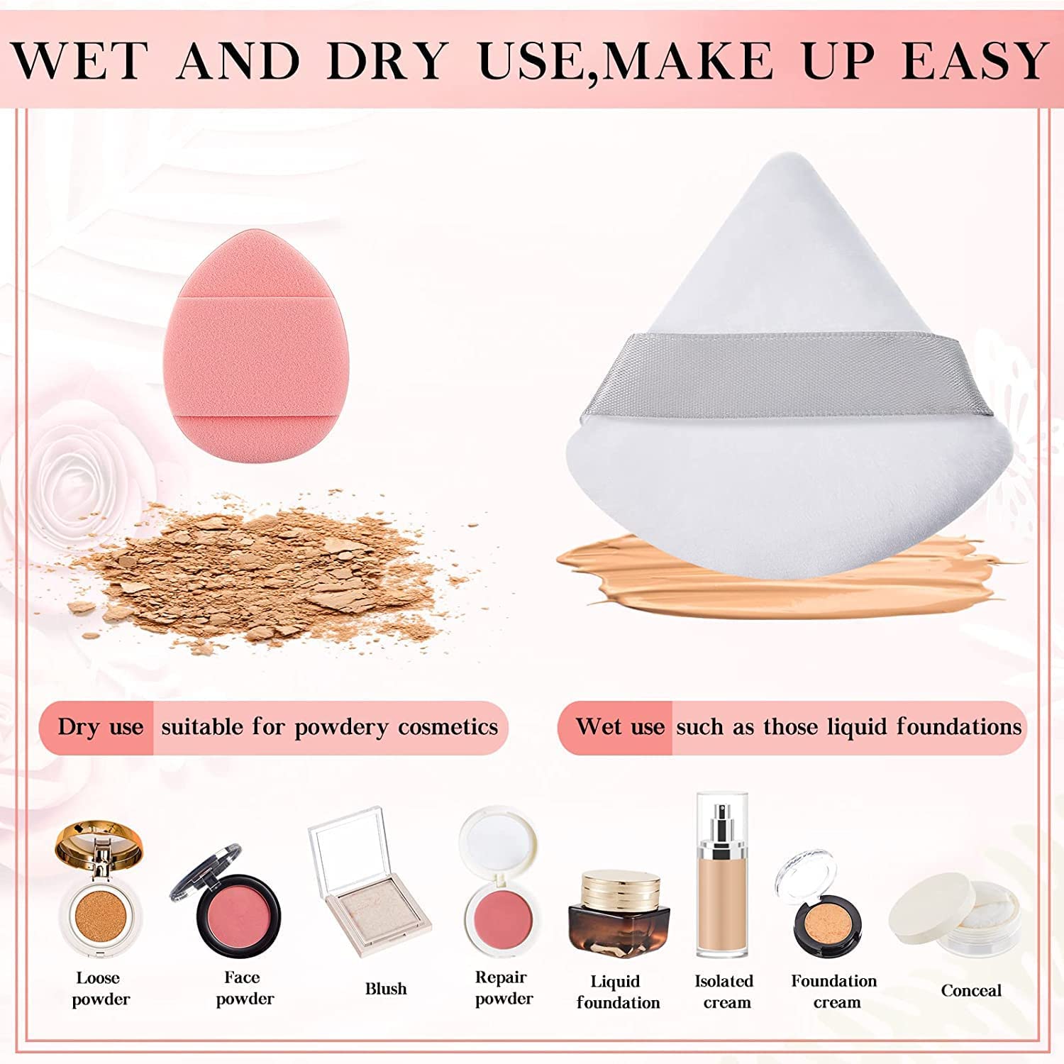 **KIRA 4Pcs Triangle Makeup Sponges & 6Pcs Finger Makeup Puffs - Premium Beauty Blender for Loose Powder, Foundation & Cosmetics - Soft & Reusable Makeup Tools for Women (Multicolor) - Perfect for Contouring, Blending & Flawless Finish**