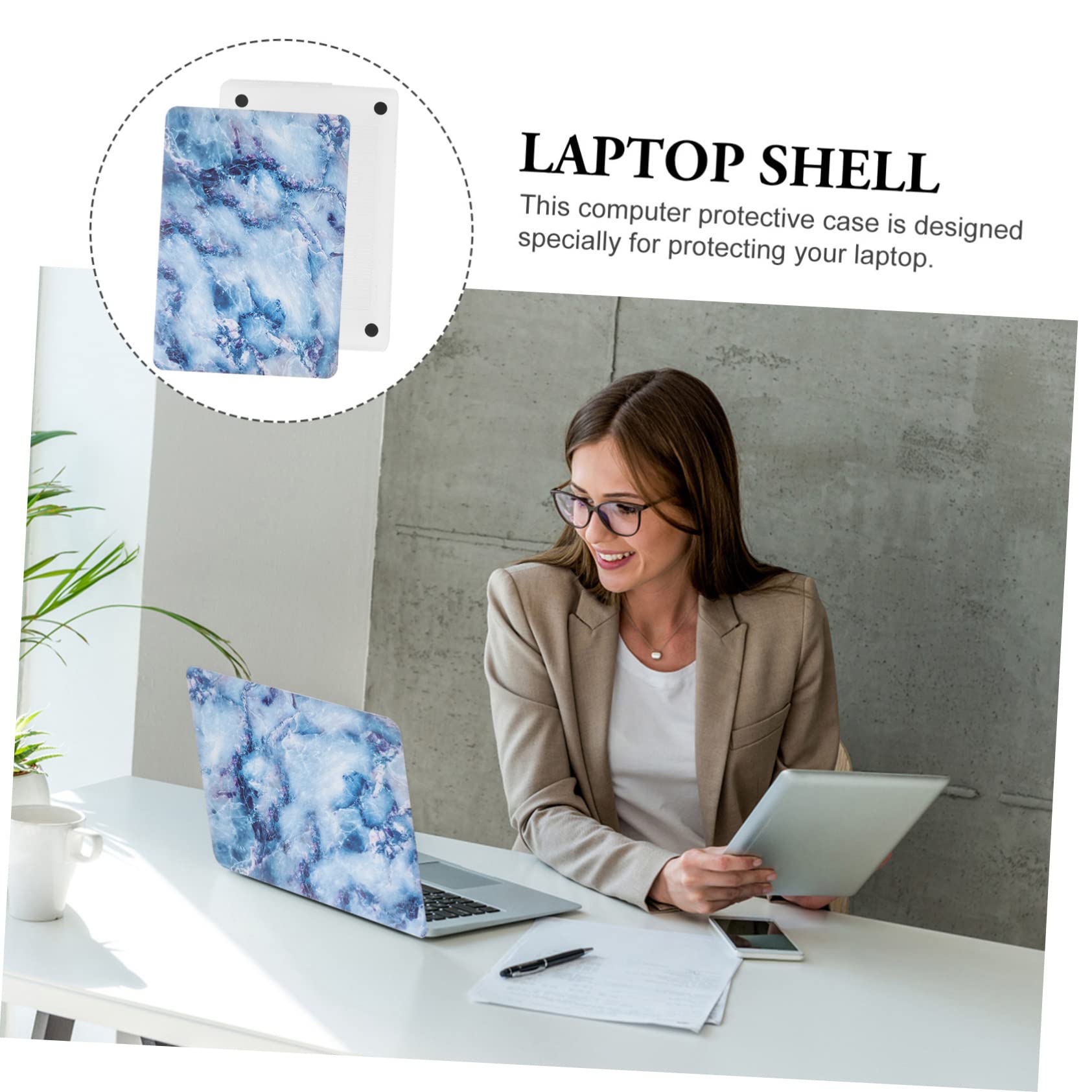 OSALADI 3 Pairs 15.6 Inch Laptop Protective Case - Durable Plastic Shell Cover with Marble Design, Anti-Slip Rubber Skin for MacBook, Dell, HP Notebooks | Perfect for Office, School & Travel Use