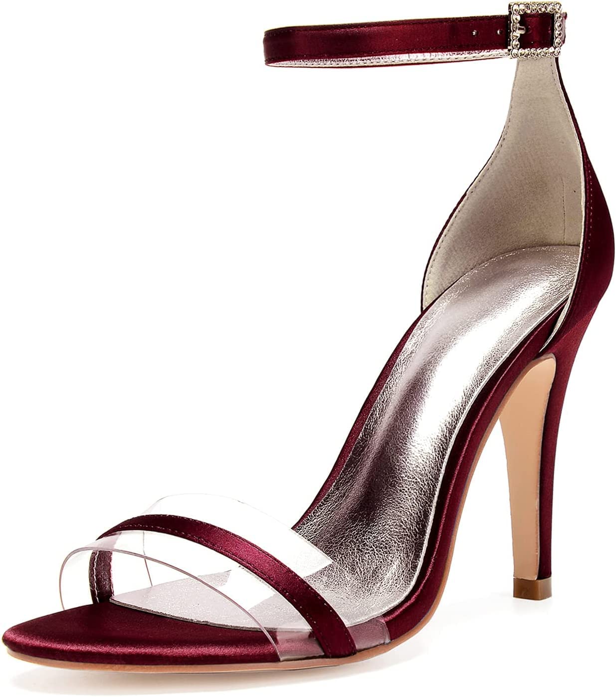 Elegant Women's Heeled Sandals - Sexy Pointed Toe Peep Toe Bridal Pumps for Weddings, Parties & Evening Events - Summer Wedding Shoes in Wine Red (Size 9 UK) - Perfect for Bridal Showers, Cocktail Parties & Formal Occasions