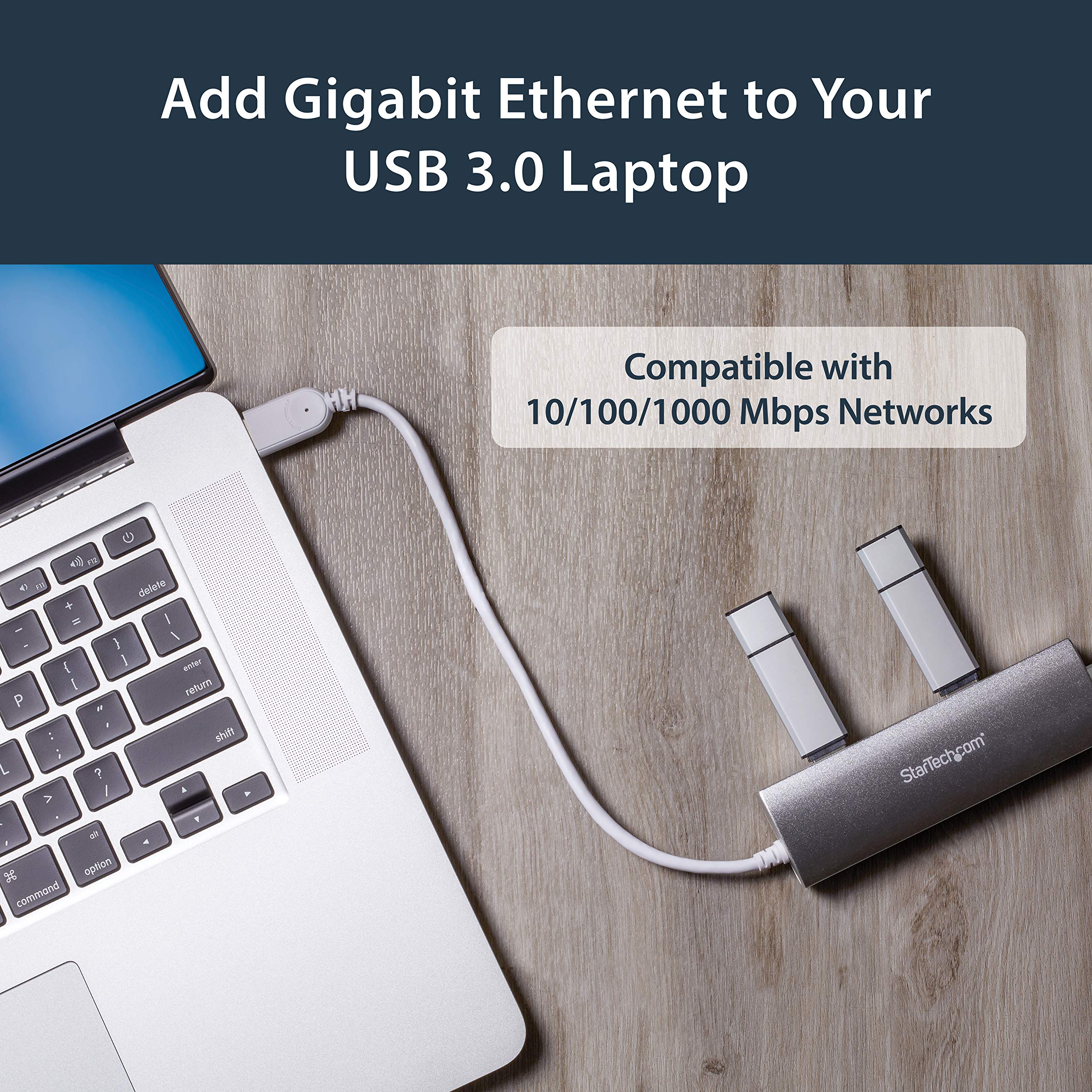 StarTech.com 3-Port USB Hub with Gigabit Ethernet - USB 3.2 5Gbps Adapter for Laptop, Desktop & Mac - Portable Bus-Powered USB-A Hub for Home Office, Travel & Gaming Accessories
