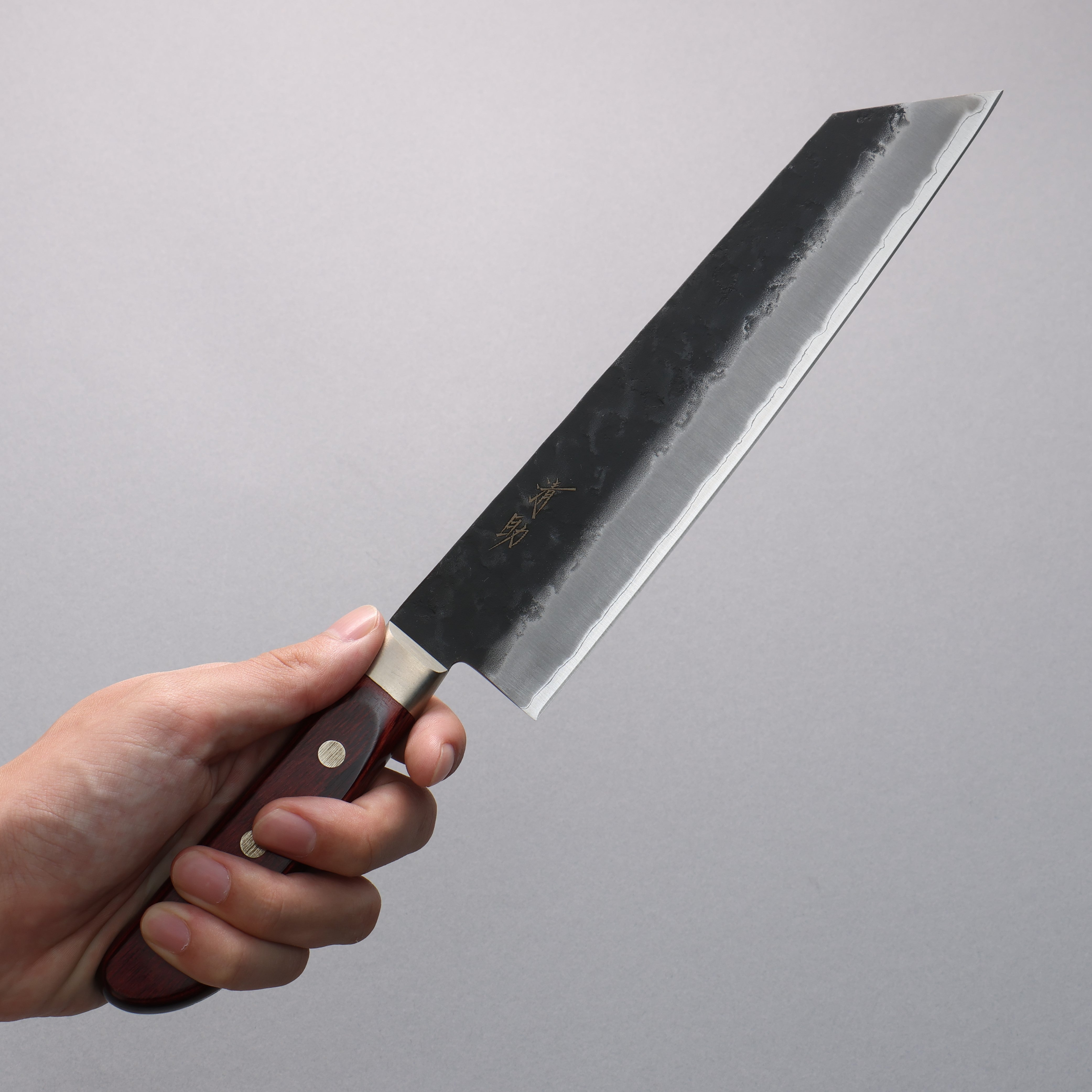 Premium Seisuke Kuronashi Blue Super Nashiji Kurouchi Kiritsuke Gyuto 210mm Chef Knife - Red Pakka Wood Handle - Japanese Kitchen Knife for Slicing, Dicing & Precision Cutting