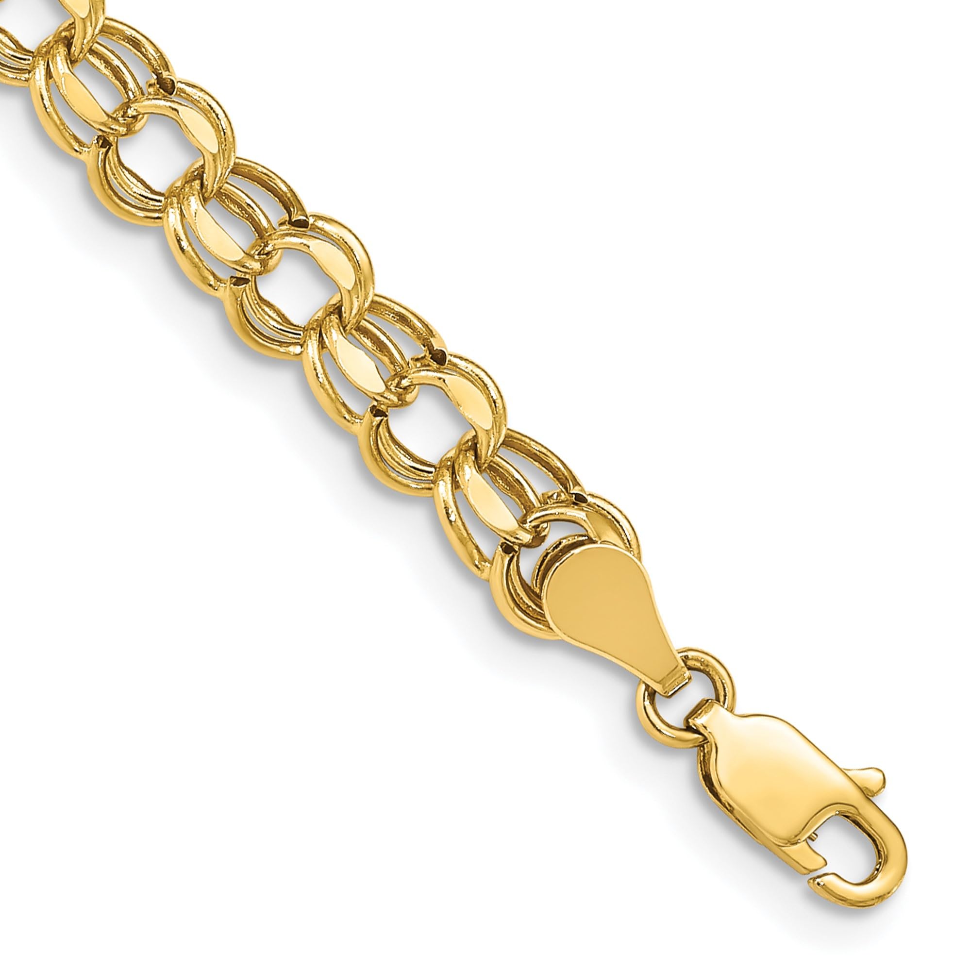 10K Solid Yellow Gold 5.5mm Double Link Chain Charm Bracelet for Women | Elegant Jewelry Gift for Birthday, Anniversary & Special Occasions | IceCarats Fine Jewelry Collection