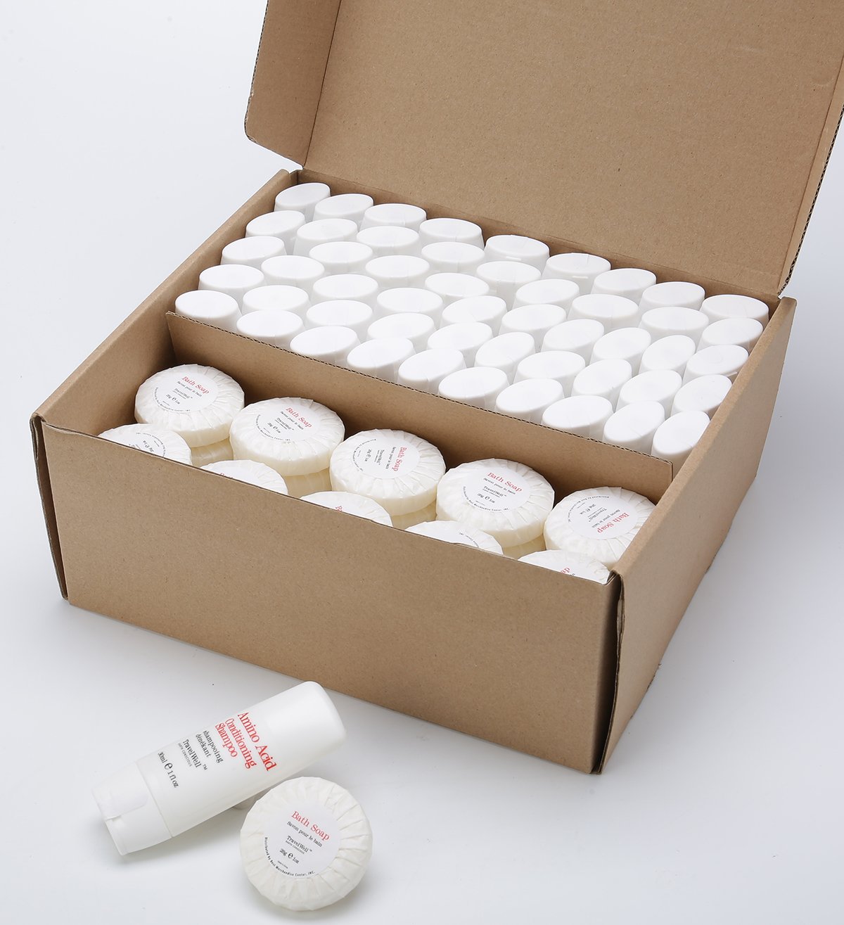Bulk Travelwell Individually Wrapped Hotel Toiletries Set - 50x 30ml Shampoo & Conditioner Bottles + 50x 28g Travel Soap Bars | Perfect for Hotels, Airbnb, Travel Kits & Hospitality Supplies