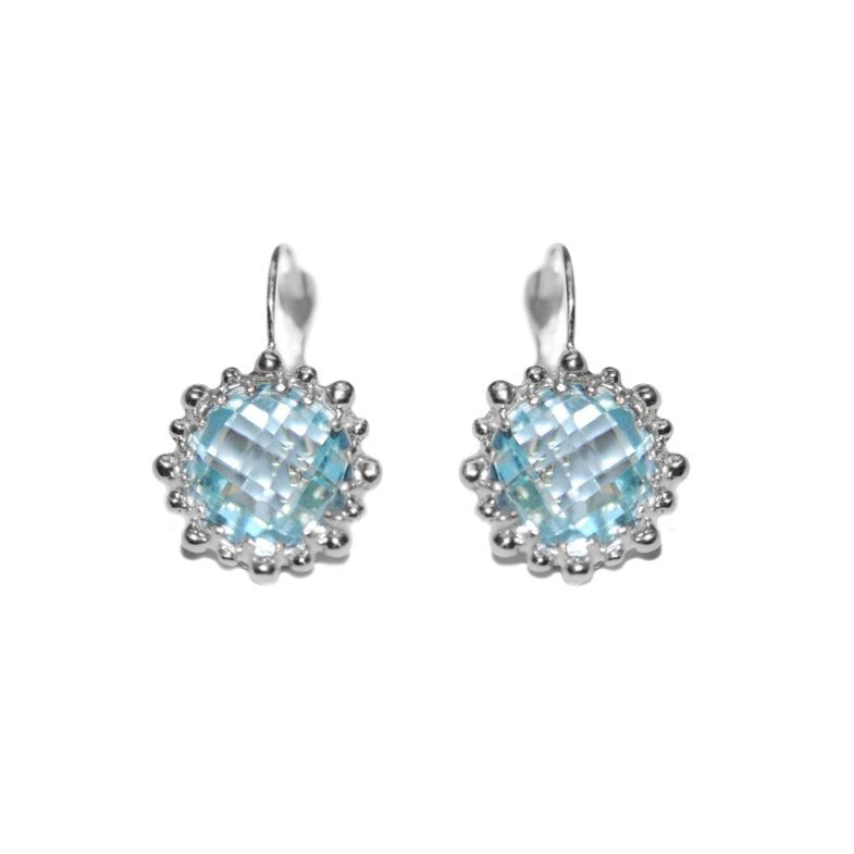 Blue Topaz & Silver Snowflake Earrings - Elegant Dew Drop Design for Women | Perfect for Christmas, Winter Parties & Holiday Gifts