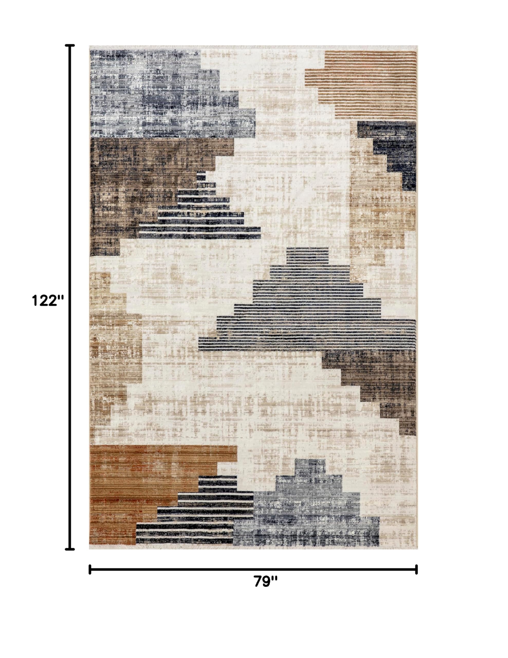 nuLOOM Fringed Performance Indoor Area Rug – Power Loomed, Easy to Clean, Durable & Non-Shedding – 7' x 10' Vanita Beige – Perfect for Living Room, Bedroom & High-Traffic Areas