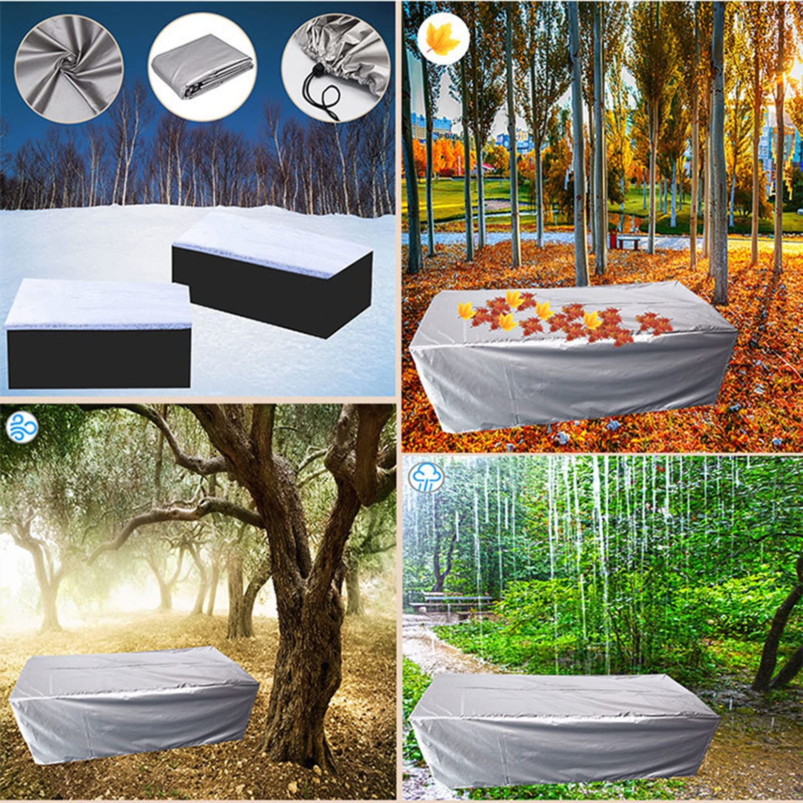 Waterproof Outdoor Furniture Covers - Heavy Duty Dust-Proof & UV Protection Patio Sofa Covers, Durable Rectangle Sectional Covers for Garden Chairs & Tables (Perfect for Backyard, Deck & Poolside Protection)
