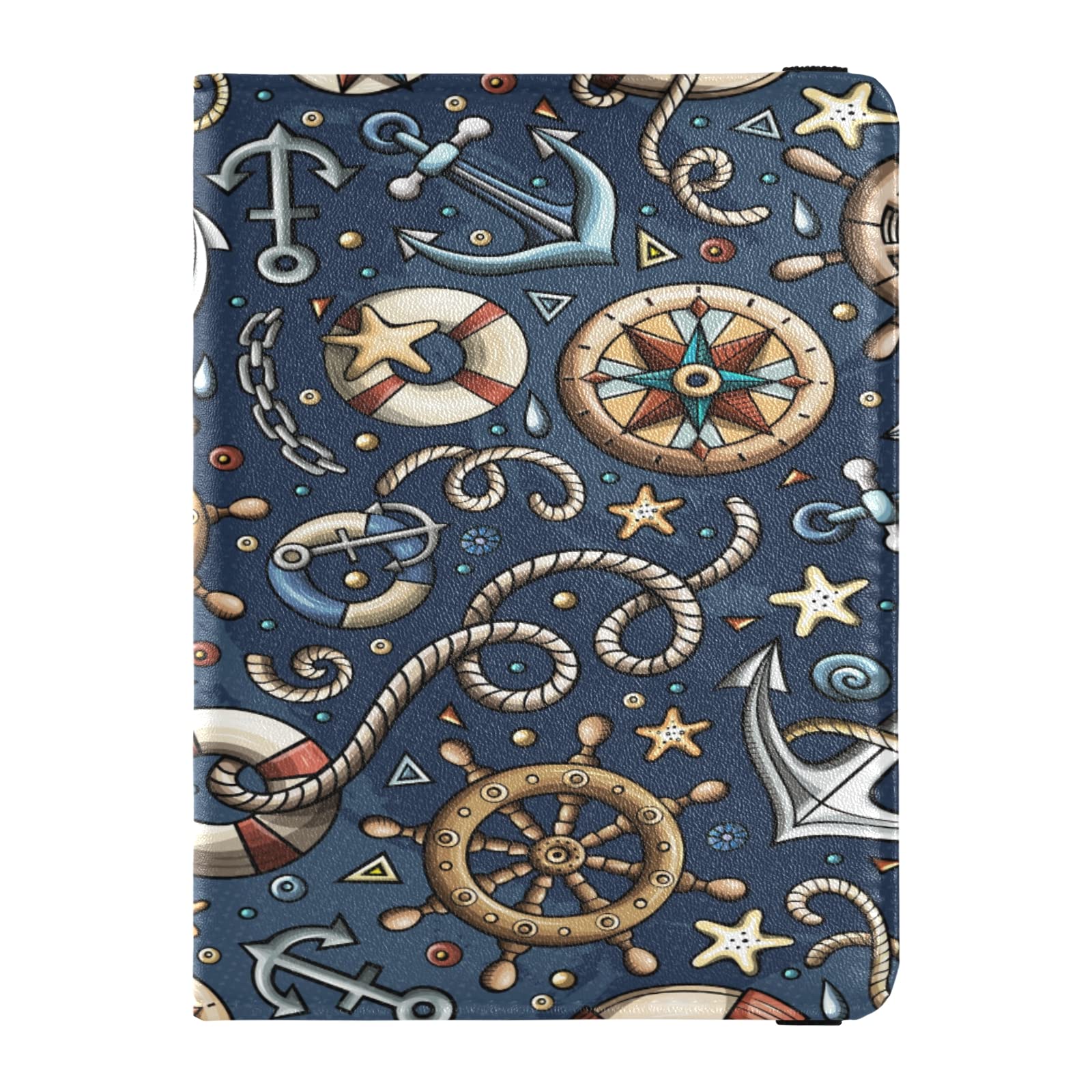 Adorable Cartoon Hand-Drawn Nautical Passport Holder & Vaccine Card Set - Waterproof Travel Wallet for Men & Women - Perfect for Airports, Cruises and International Trips