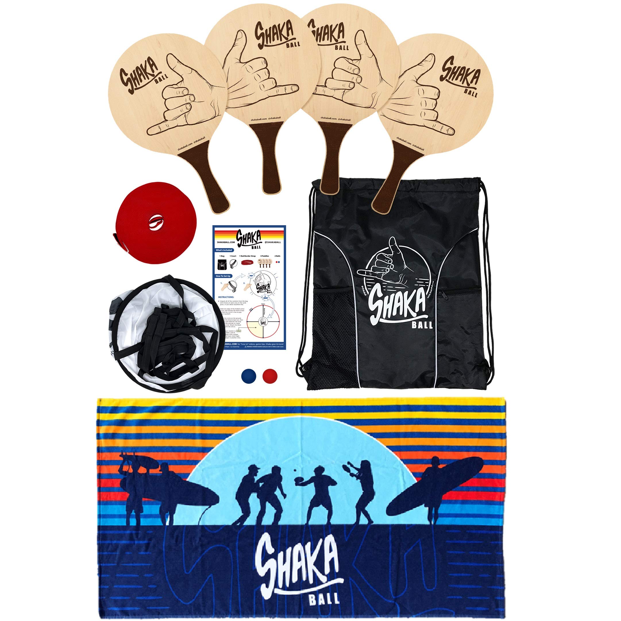 Shaka Ball Game Set - Fun Outdoor Paddle Ball Game for Kids & Adults - Perfect for Beach, Lawn, Backyard, and Park Play - Great for Family Gatherings, Picnics, and Summer Parties