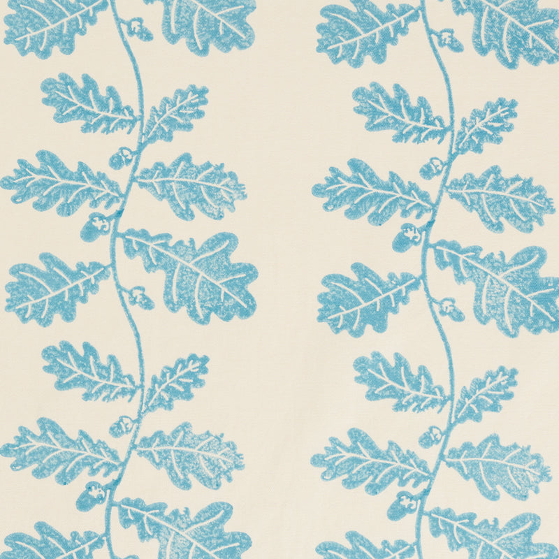 Handmade Block Printed Sky Blue Acorn Trail Fabric - Perfect for Boho Home Decor, Quilting & DIY Craft Projects