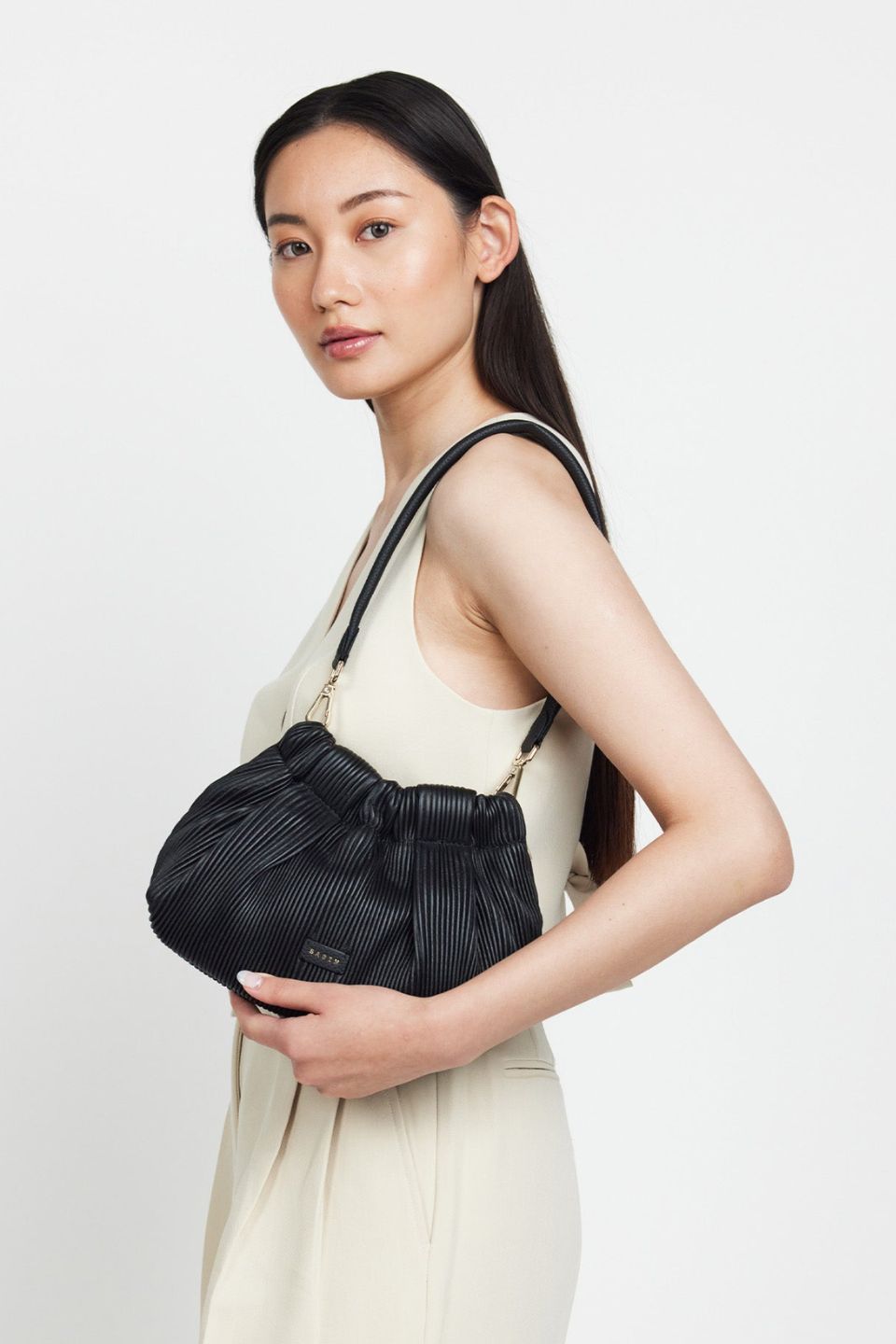 Alexis Pleated Shoulder Bag for Women - Elegant Black Crossbody Purse for Work, Travel & Everyday Use